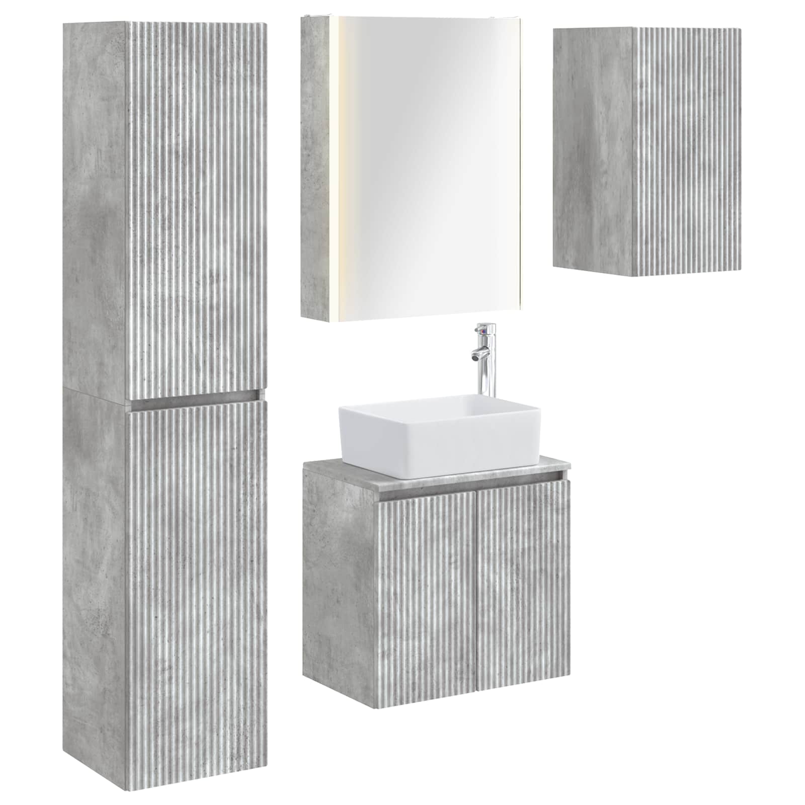 Set ormarića za kupaonicu 5 pcs Betonska siva 53 x 15,5 x 70 cm