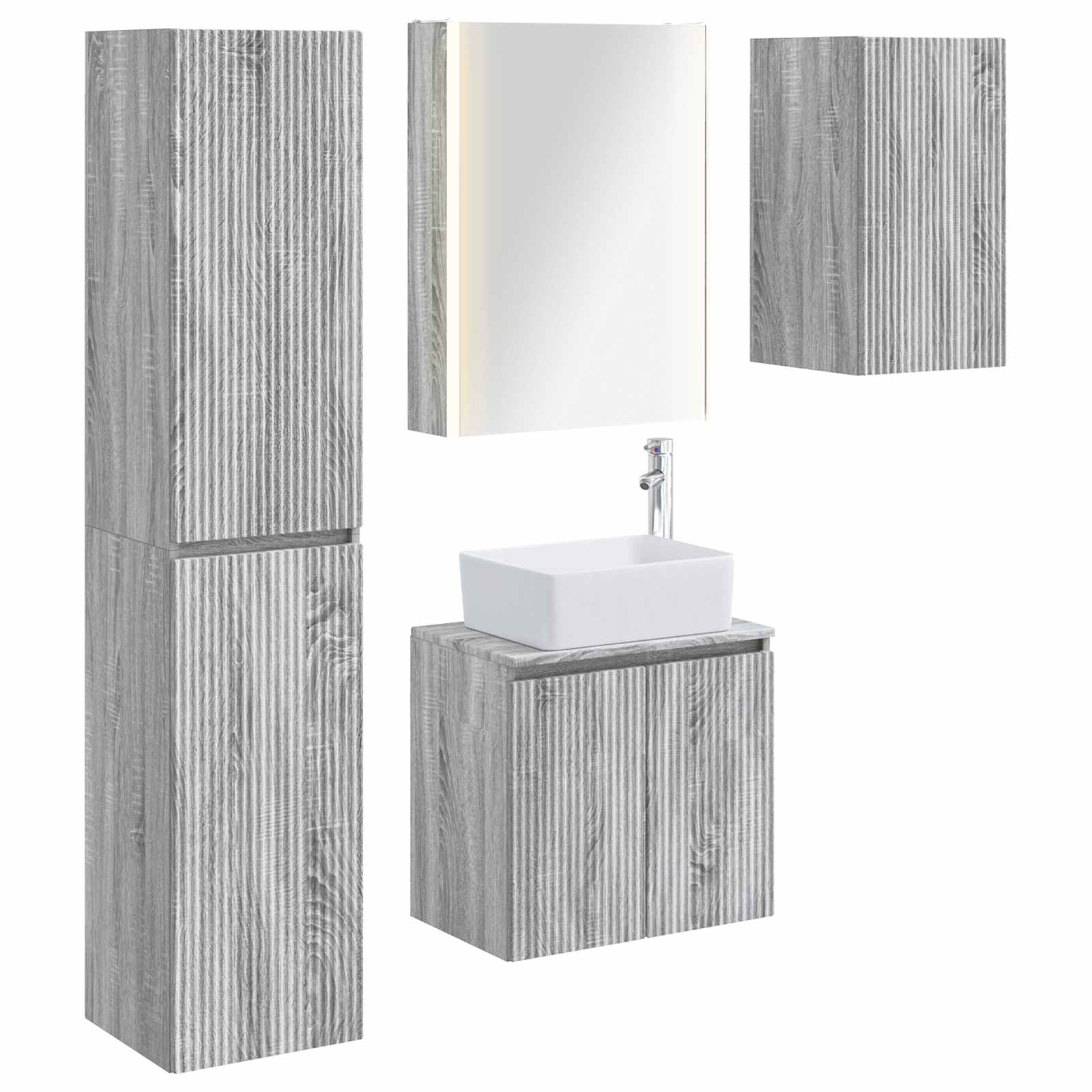 Set ormarića za kupaonicu 5 pcs Siva Sonoma 53 x 15,5 x 70 cm