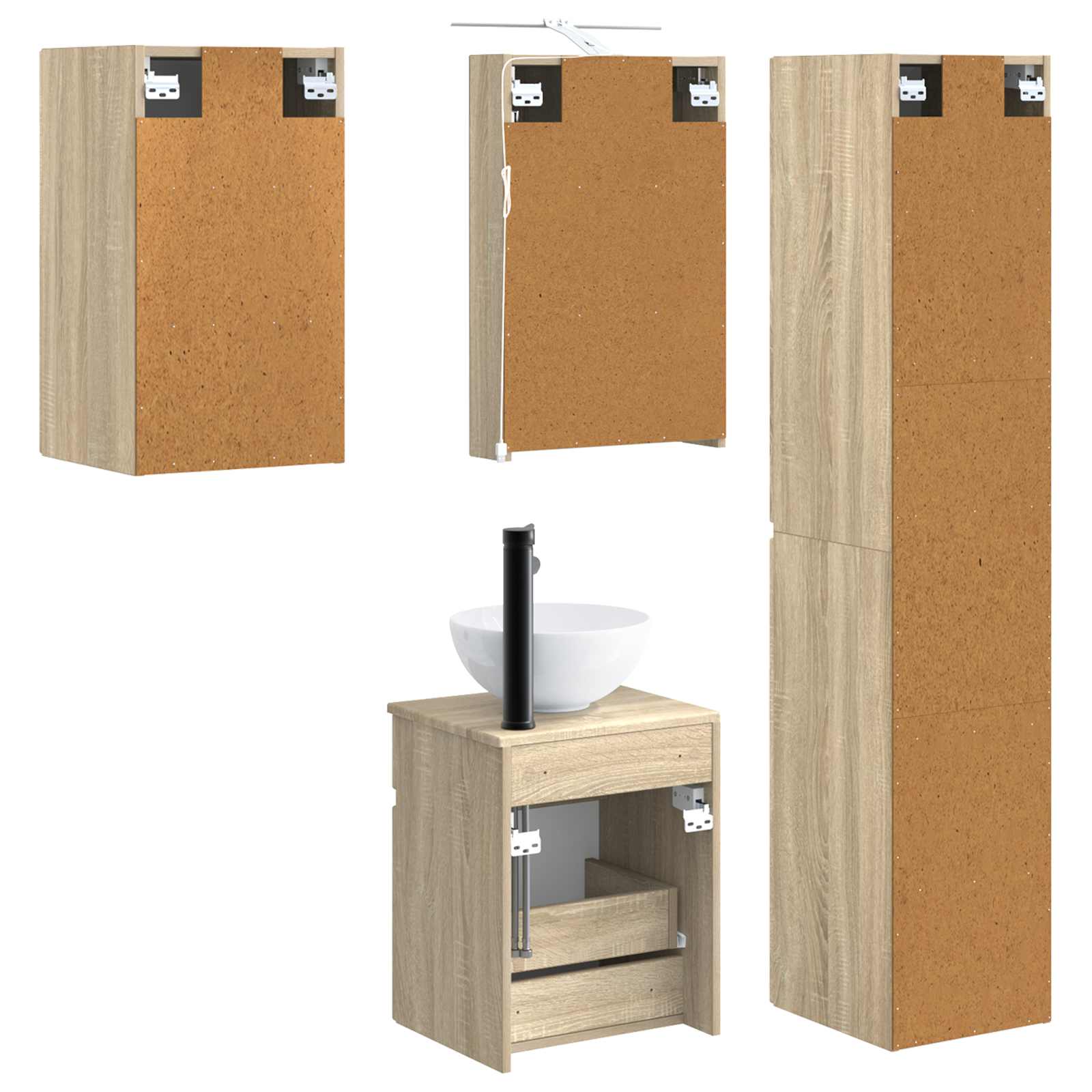 Set ormarića za kupaonicu 5 pcs Hrast sonoma
