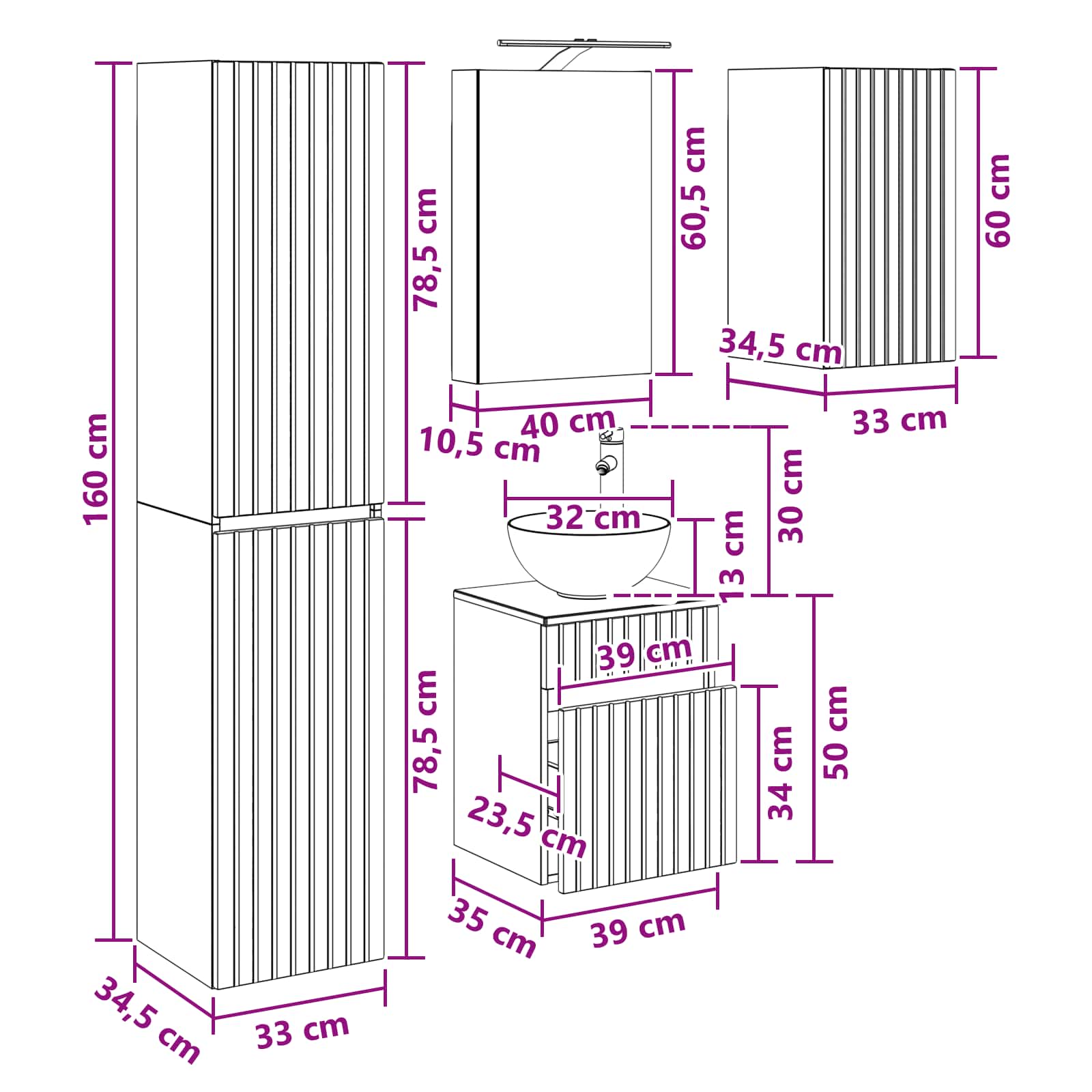 Set ormarića za kupaonicu 5 pcs Hrast sonoma