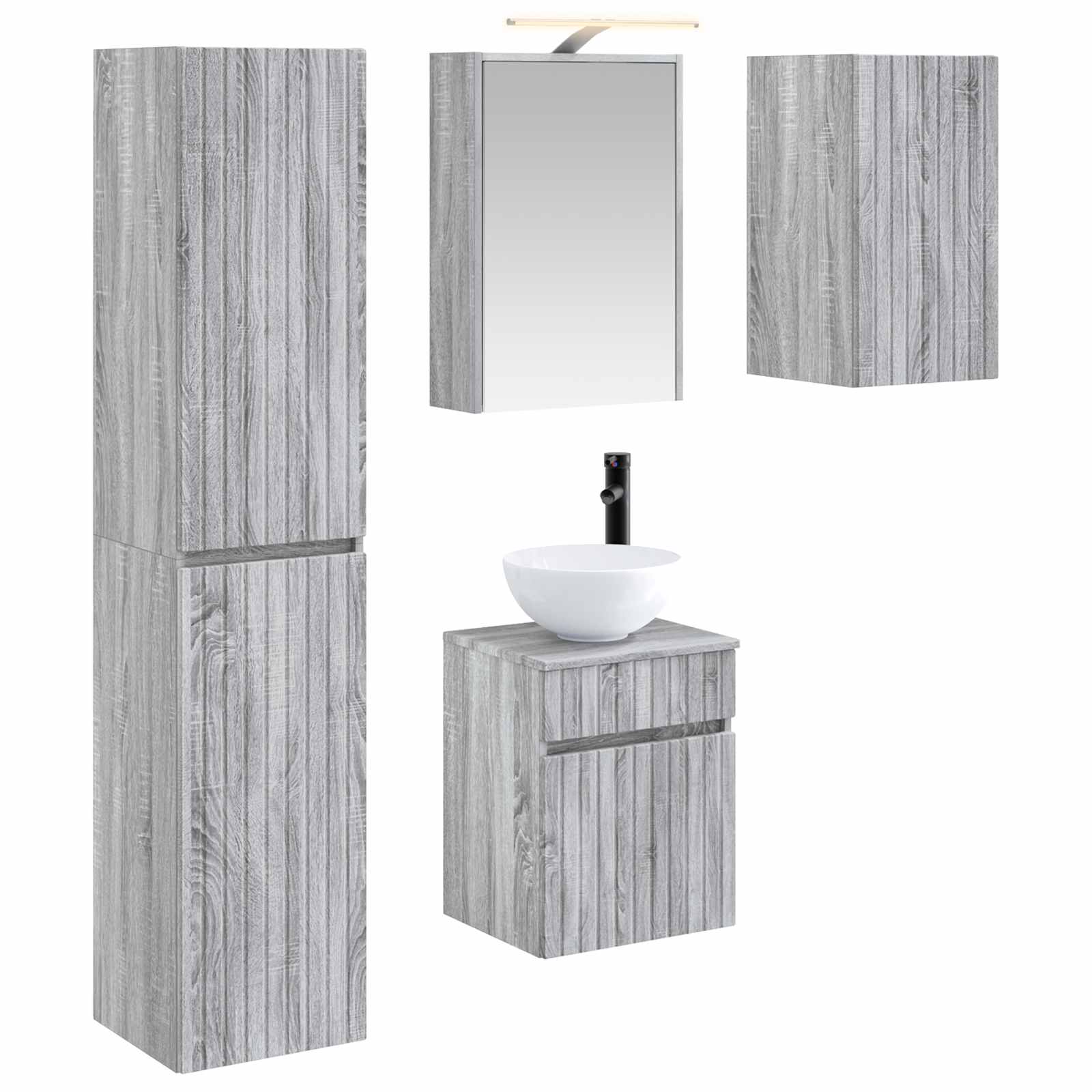 Set ormarića za kupaonicu 5 pcs Siva Sonoma 43 x 16 x 62,5 cm