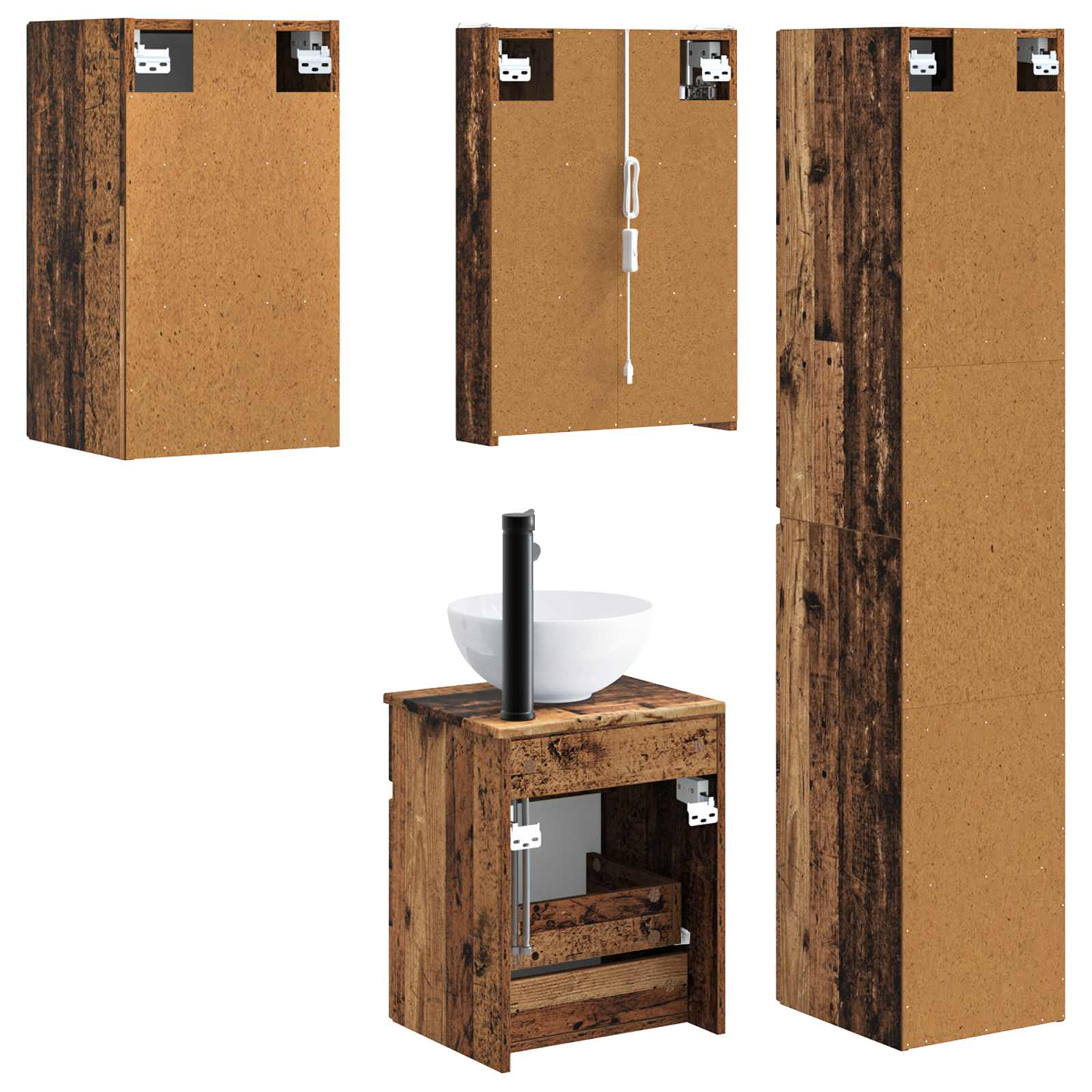 Set ormarića za kupaonicu 5 pcs Staro drvo 43 x 11,5 x 60,5 cm
