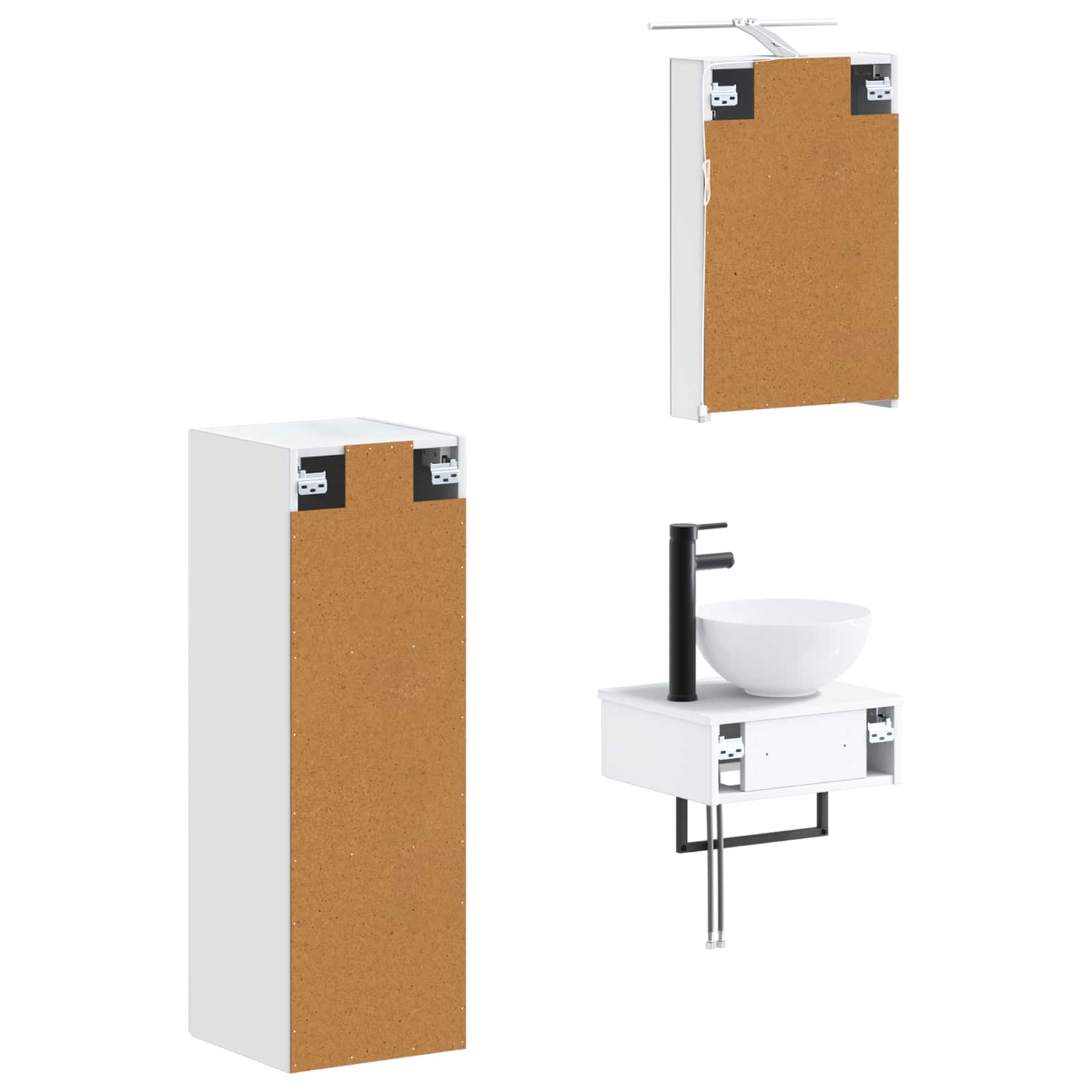 Set ormarića za kupaonicu 4 pcs Bijela 40 x 10,5 x 60,5 cm