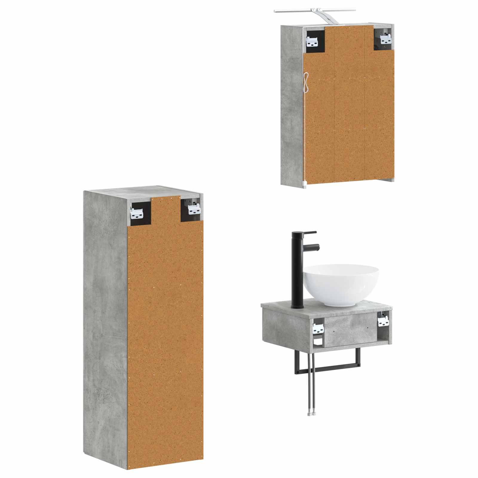 Set ormarića za kupaonicu 4 pcs Betonska siva 43 x 16 x 62,5 cm
