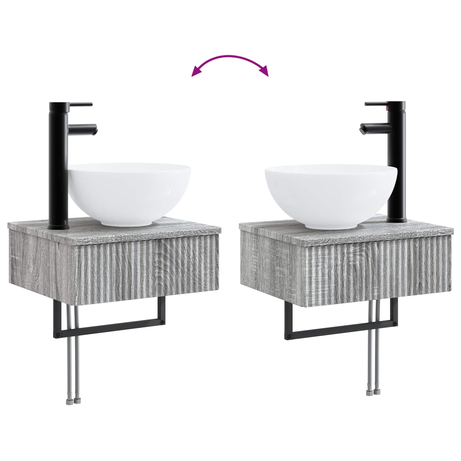 Set ormarića za kupaonicu 4 pcs Siva Sonoma 43 x 16 x 62,5 cm