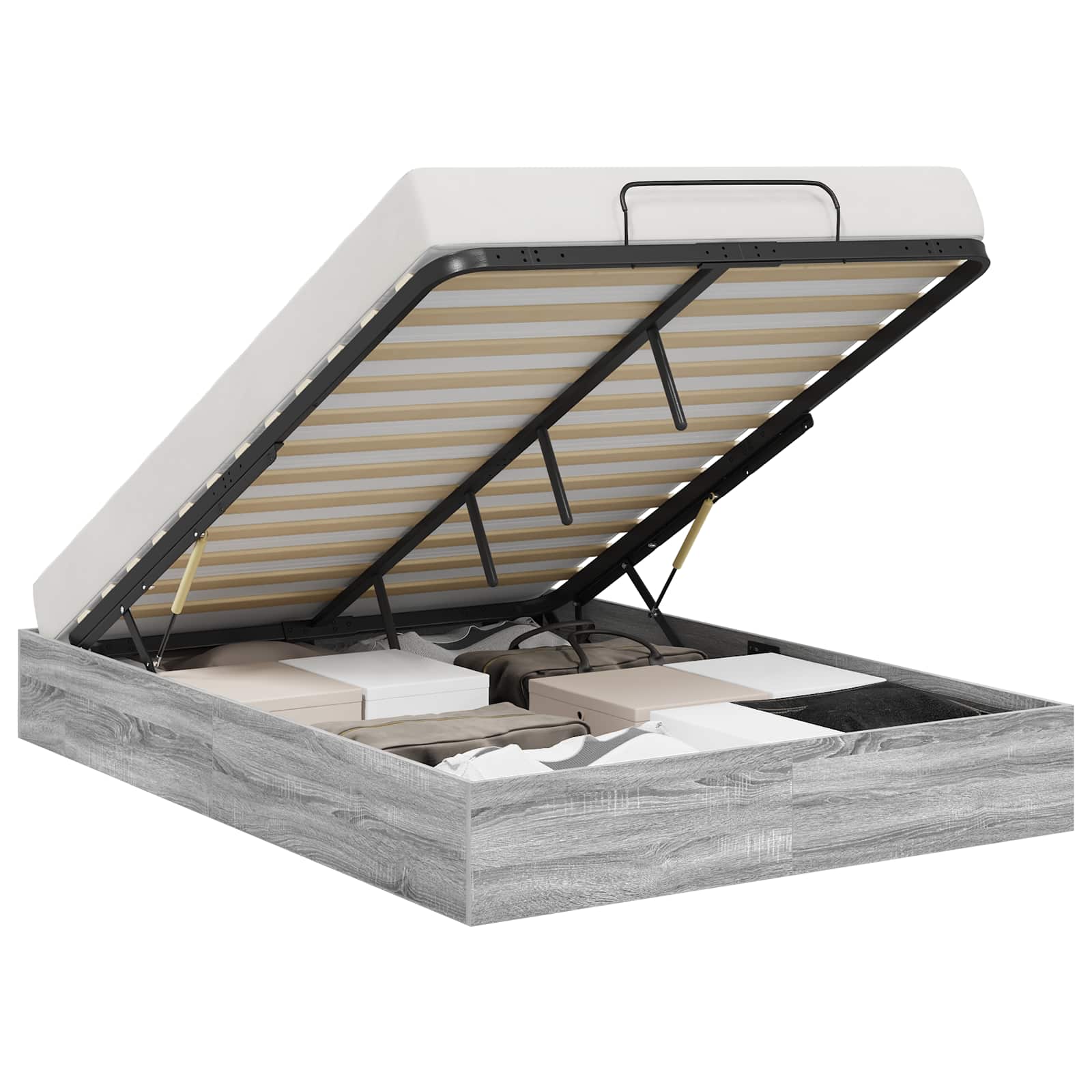 Otomanski krevet s pohranom Sivi Sonoma 203 x 120 x 25 cm
