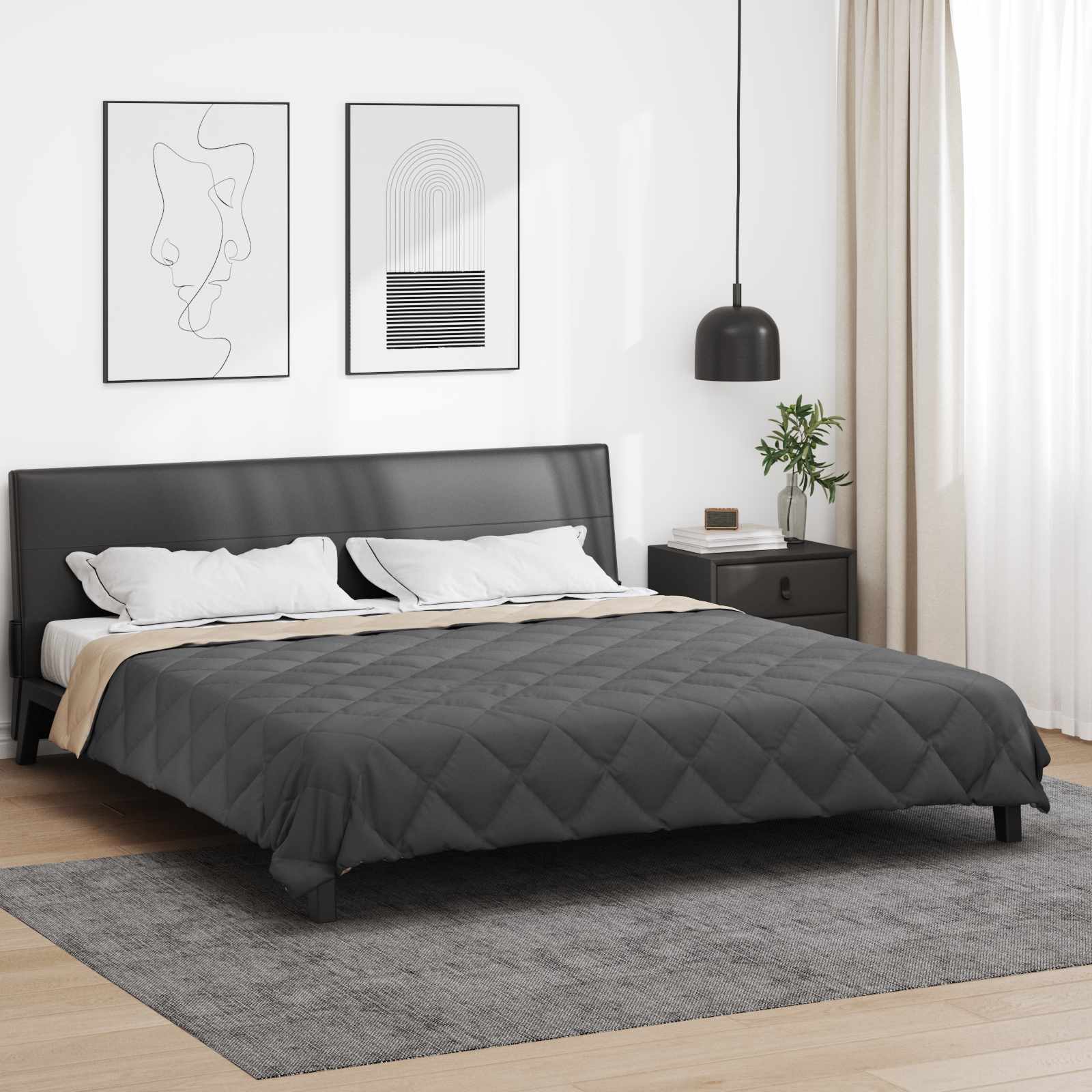 Ljetni pokrivač Antracit i taupe 240 x 260 cm Mikrovlakna