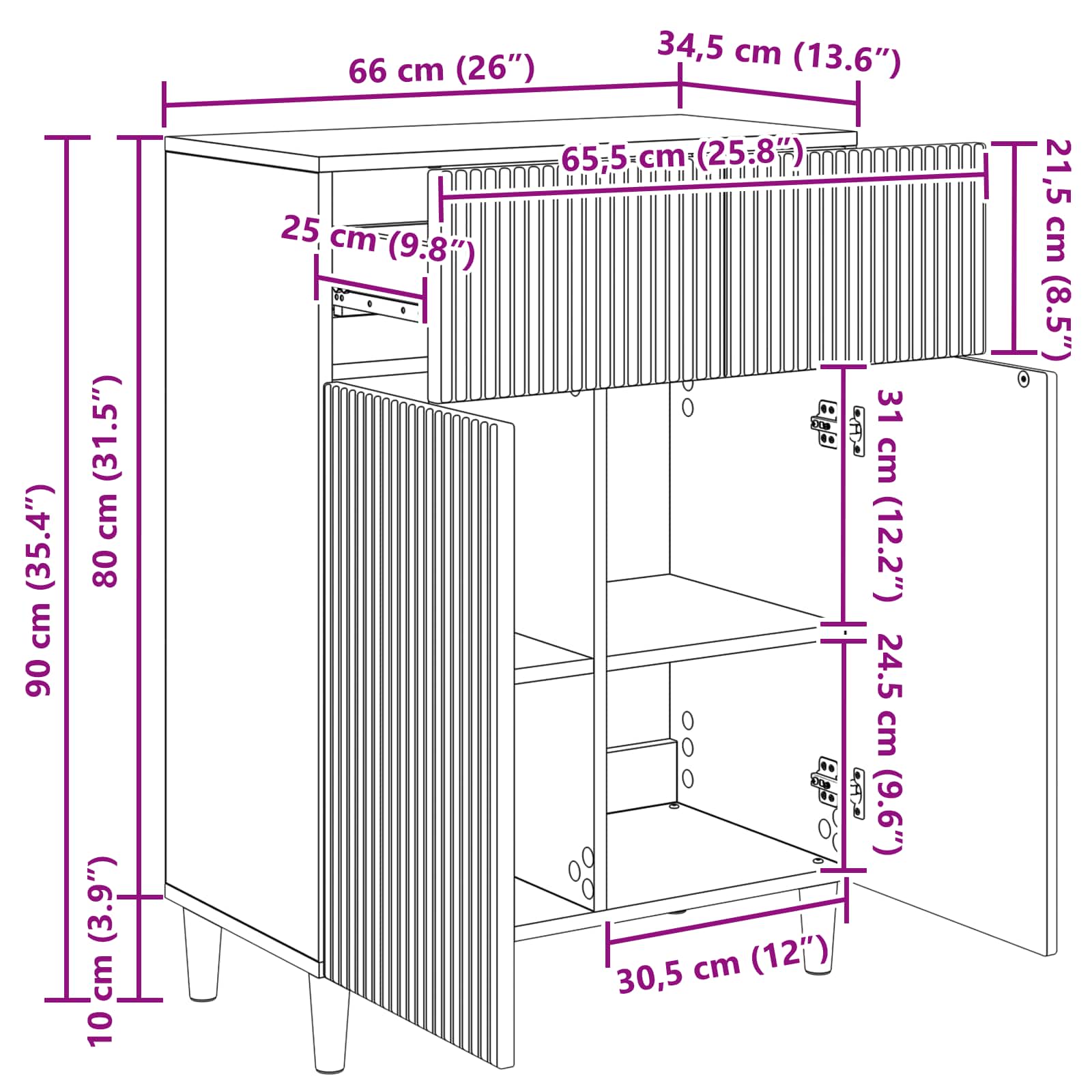 Kreveta s ladicama Bijela 66 x 34,5 x 90 cm Konstruirano drvo
