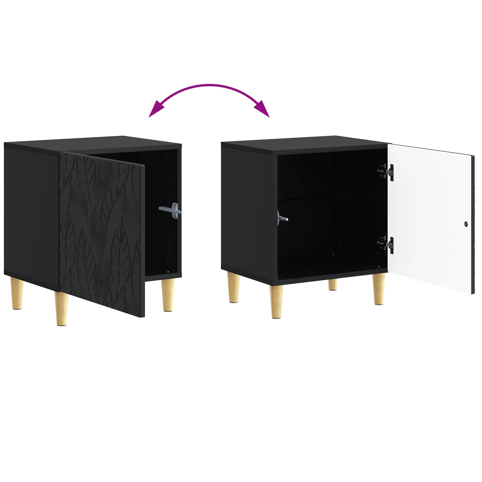 Noćni ormarić 2 pcs Crna 43 x 34,5 x 50 cm Konstruirano drvo