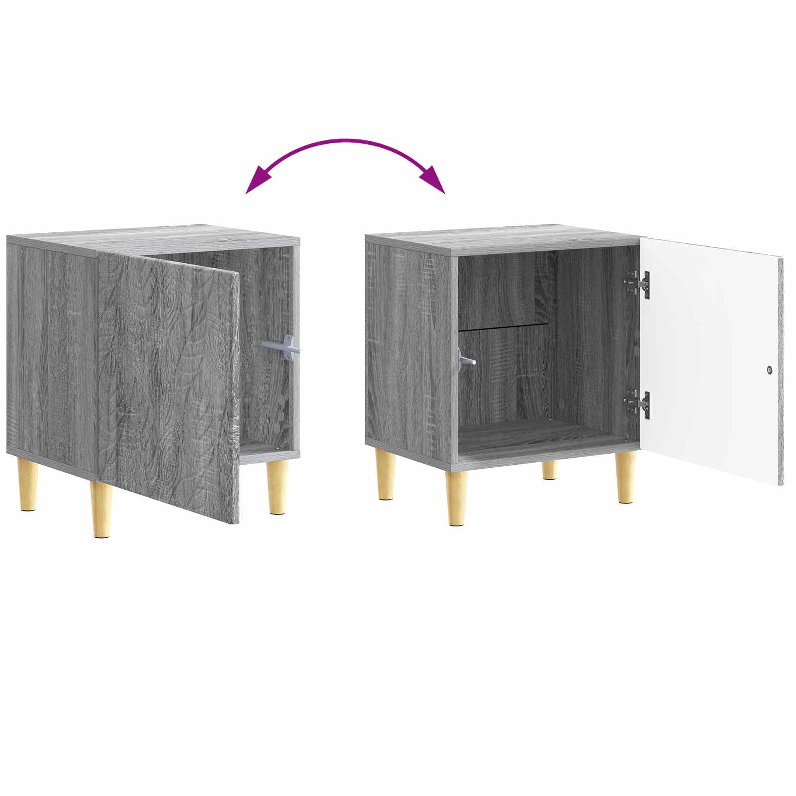 Noćni ormarić 2 pcs Siva Sonoma 43 x 34,5 x 50 cm