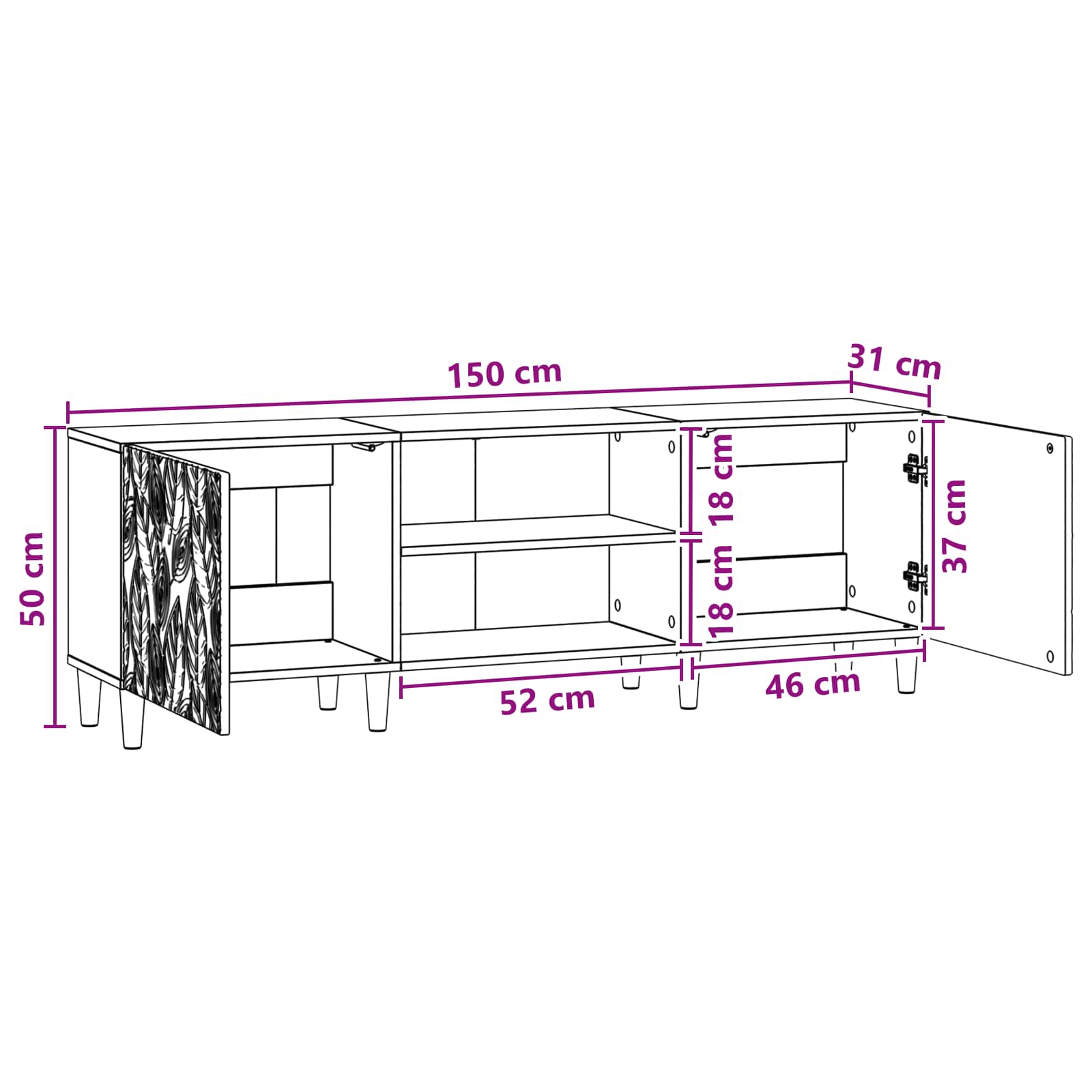TV ormar 150 x 31 x 50 cm Crna Konstruirano drvo