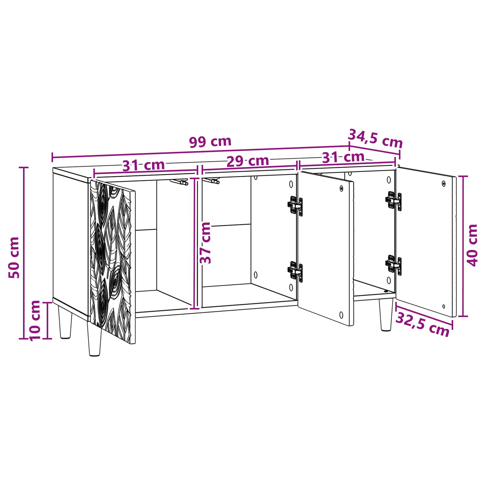 TV ormar 99 x 34,5 x 50 cm Dimljeni hrast Konstruirano drvo