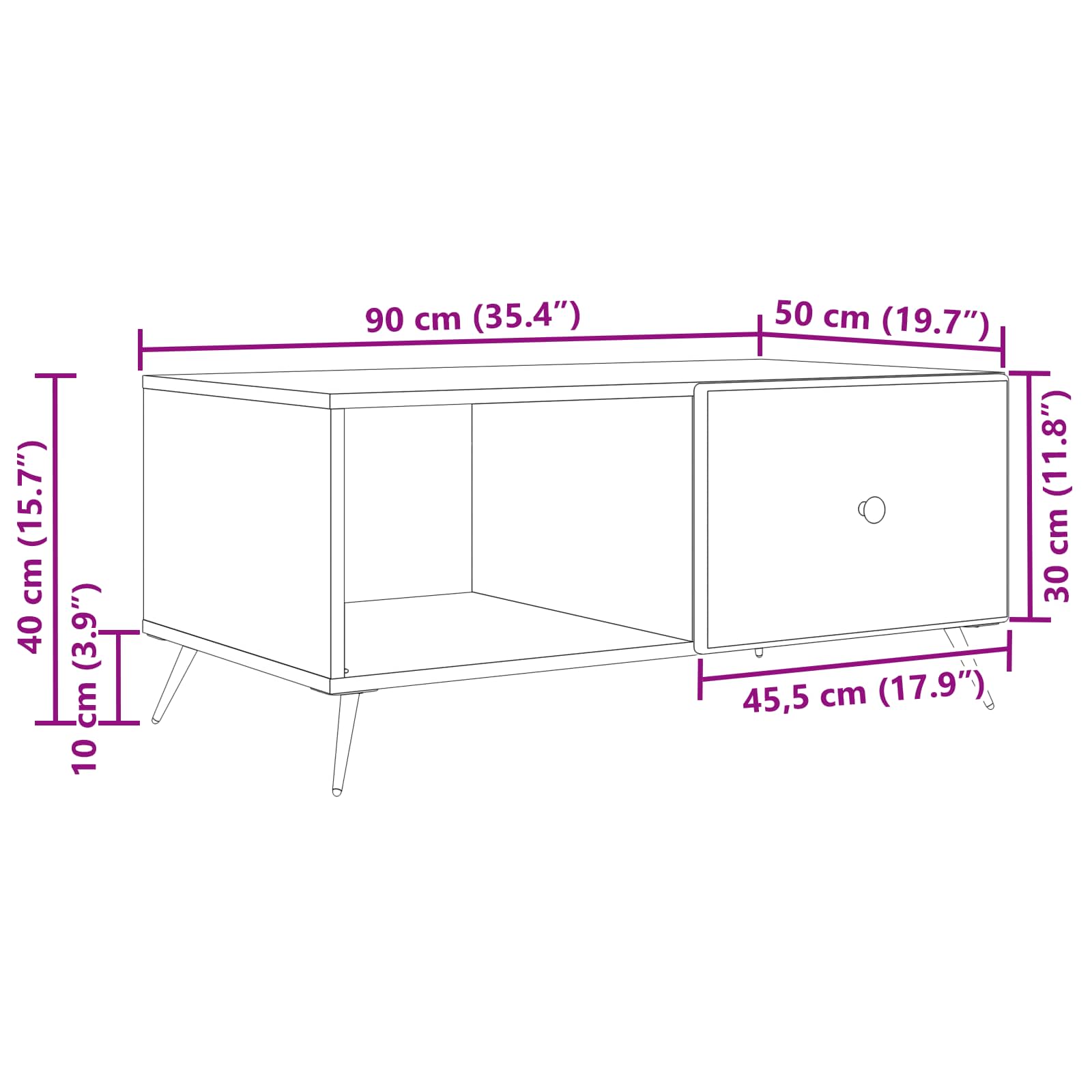 Kava Stol Bijela 90 x 50 x 40 cm Konstruirano drvo