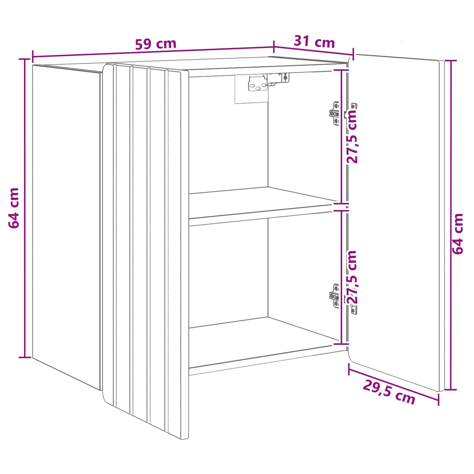 Ormar za montažu na zid Crna 59 x 31 x 64 cm Konstruirano drvo