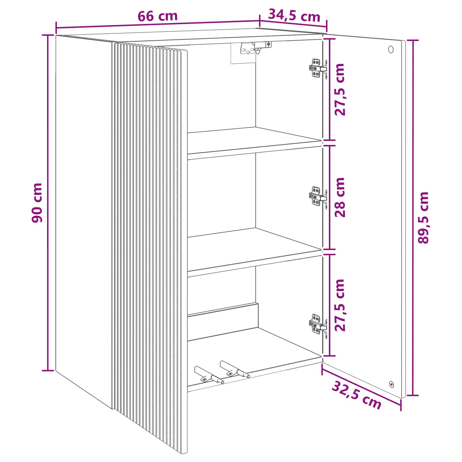 Ormar za montažu na zid Crna 66 x 34,5 x 90 cm