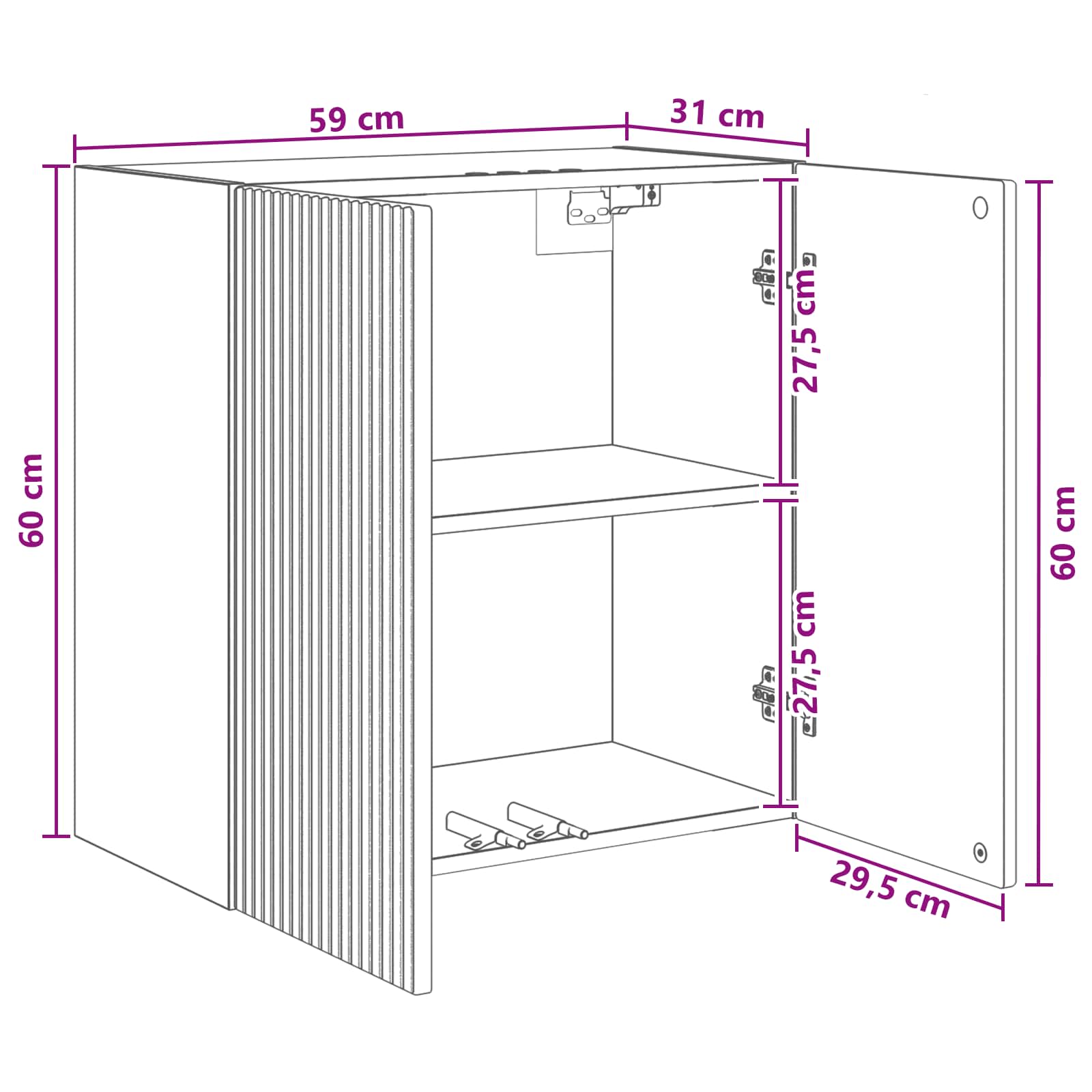 Ormar za montažu na zid Crna 59 x 31 x 60 cm Konstruirano drvo