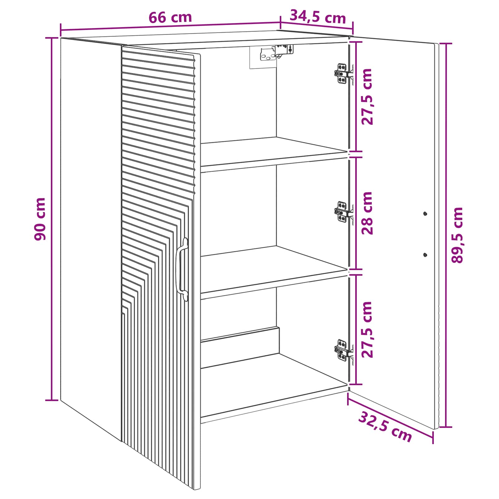 Ormar za montažu na zid Betonska siva 66 x 34,5 x 90 cm