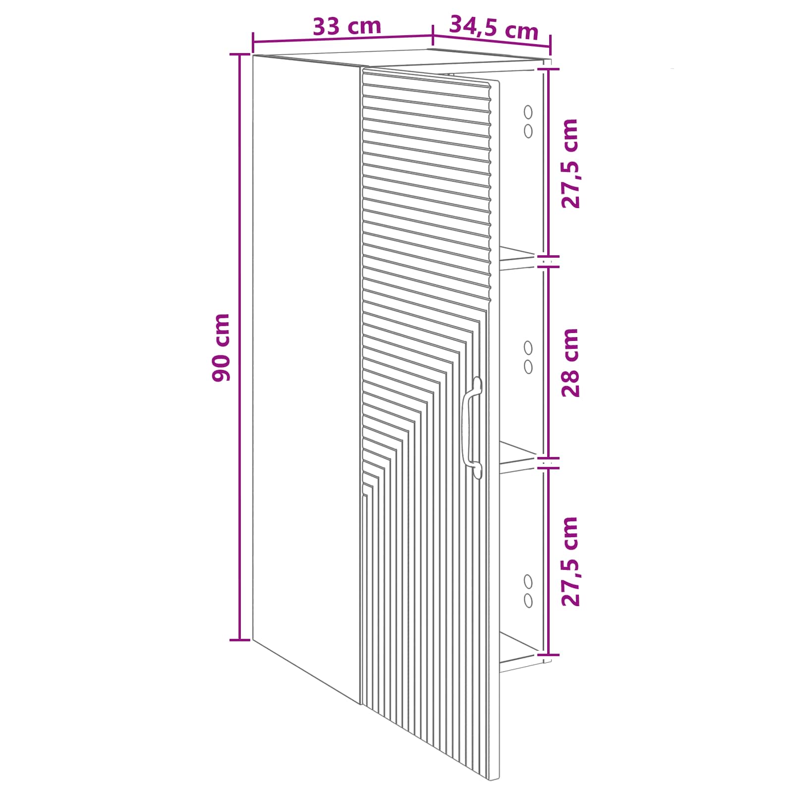 Ormar za montažu na zid Staro drvo 33 x 34,5 x 90 cm