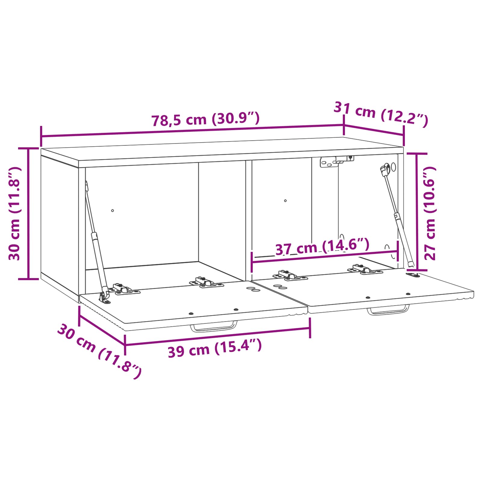 TV ormar za zid Bijela 78,5 x 31 x 30 cm Konstruirano drvo