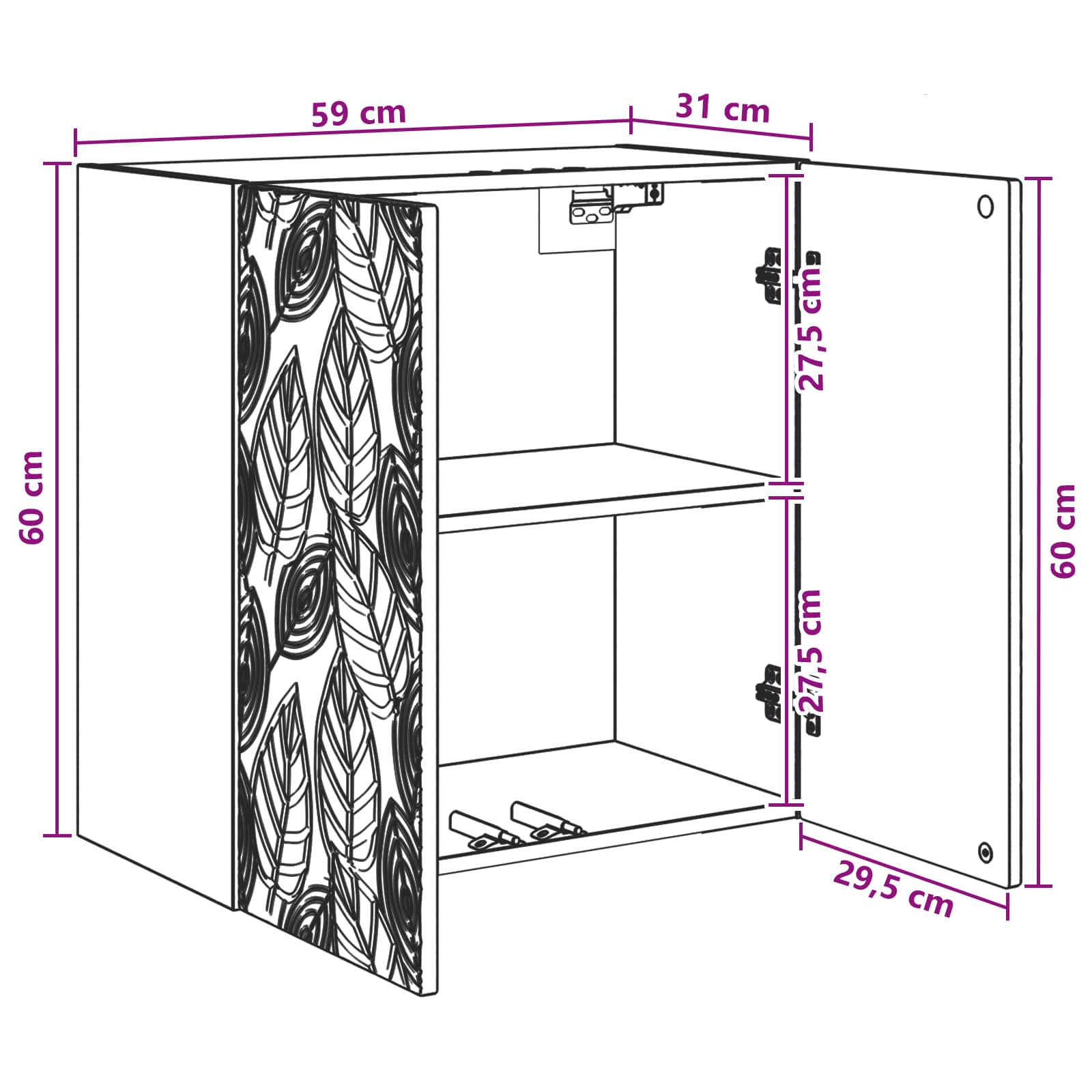 Ormar za montažu na zid Betonska siva 59 x 31 x 60 cm