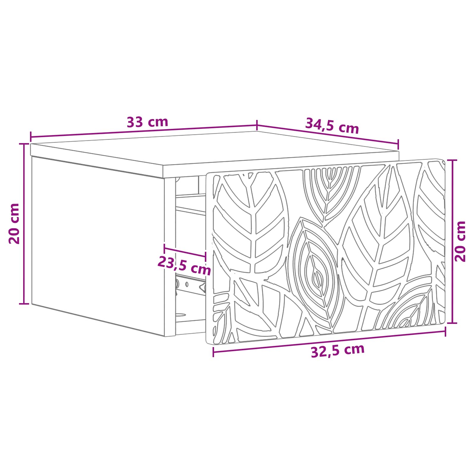 Stolna montirana na zid 2 pcs Siva Sonoma 34,5 x 33 x 20 cm