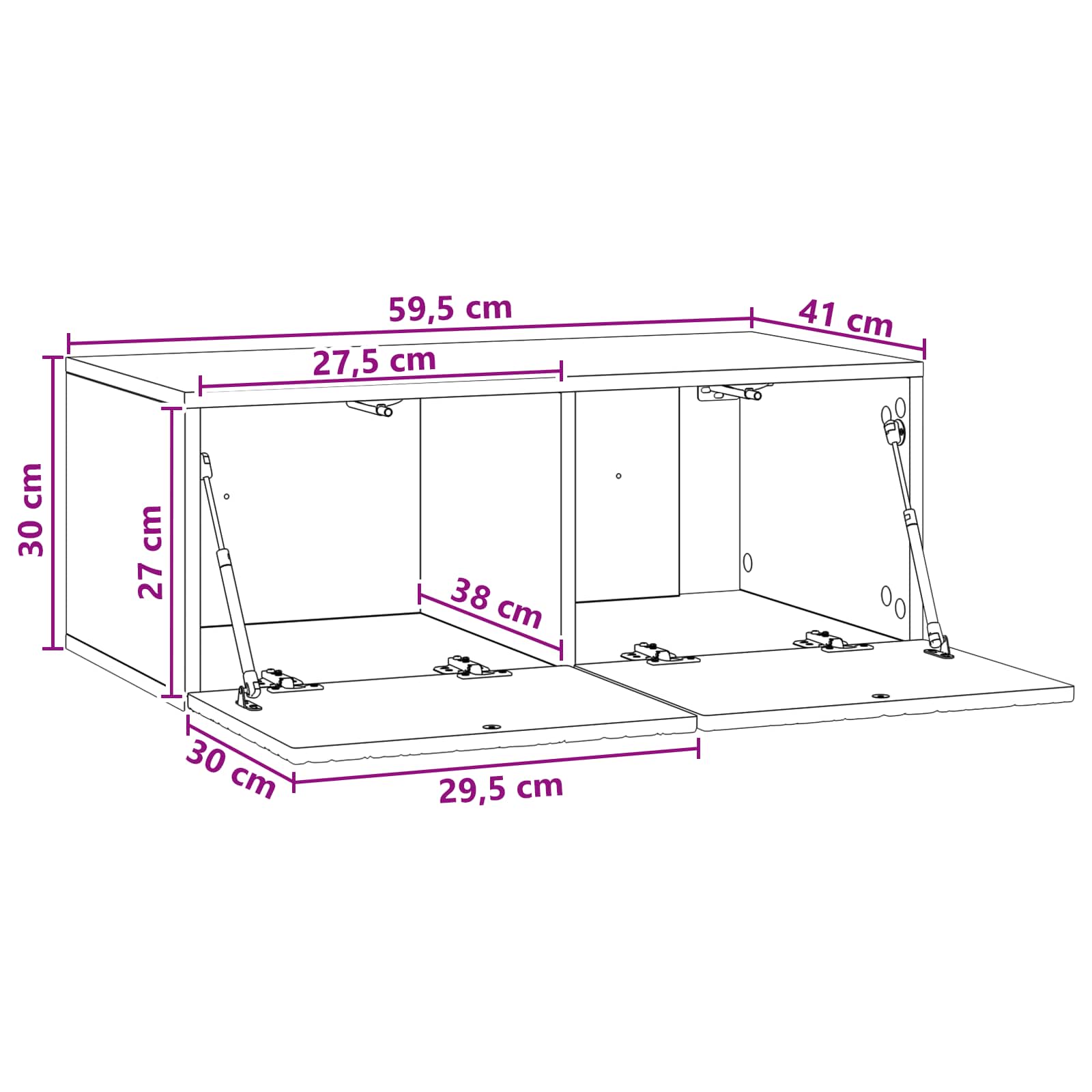 TV ormar za zid 59,5 x 41 x 30 cm Bijela Konstruirano drvo