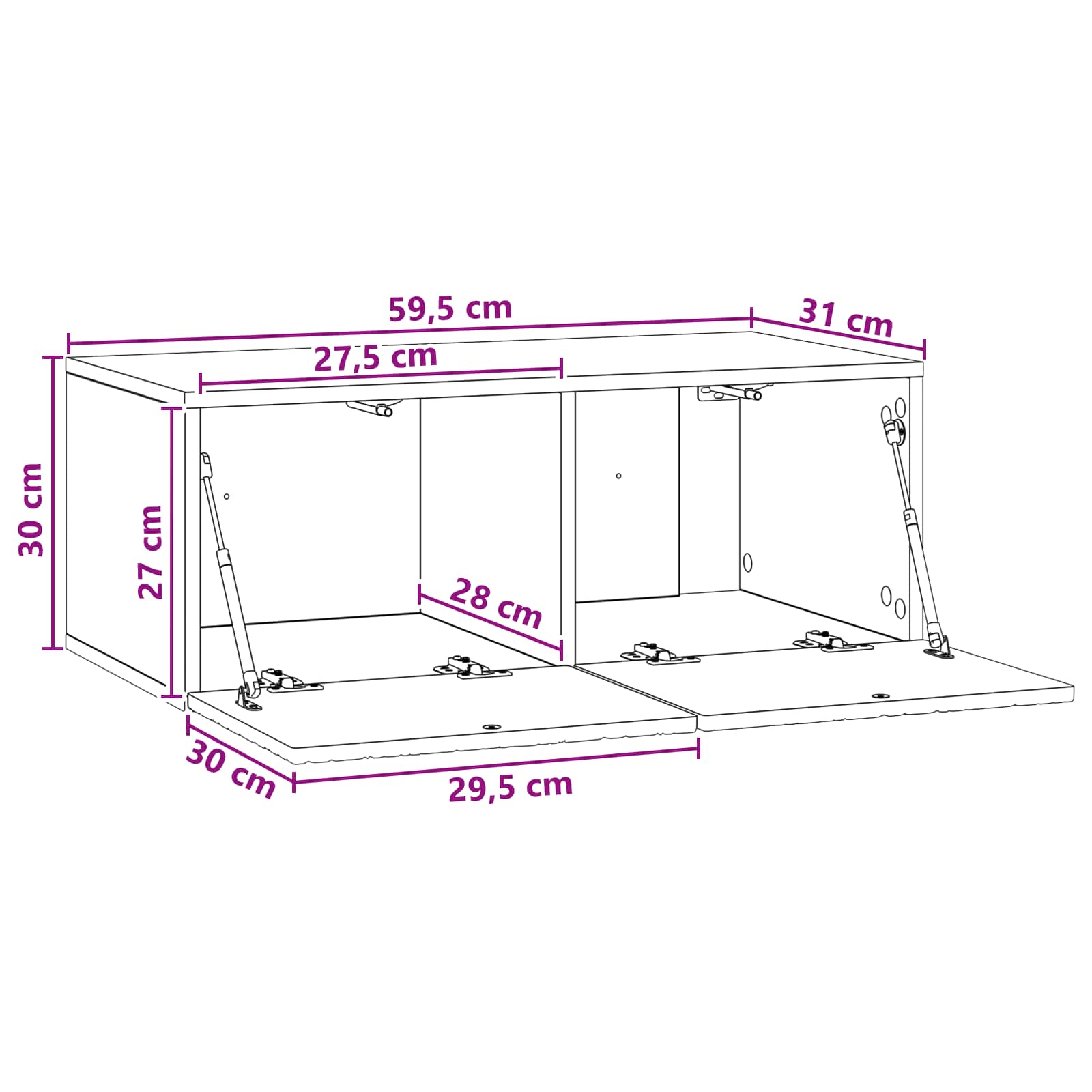 TV ormar za zid 59,5 x 31 cm Bijela visokog sjaja