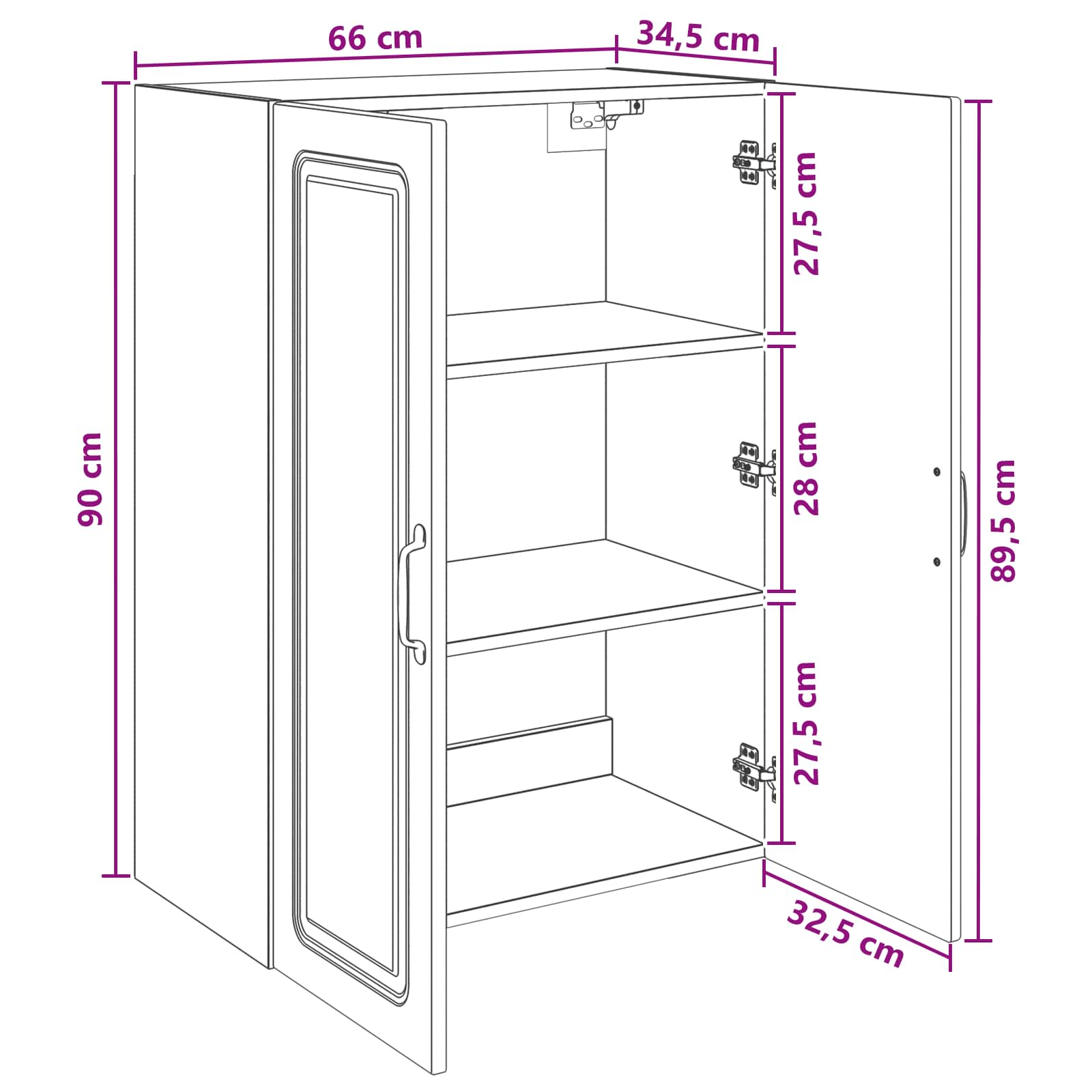 Ormar za montažu na zid Betonska siva 66 x 34,5 x 90 cm