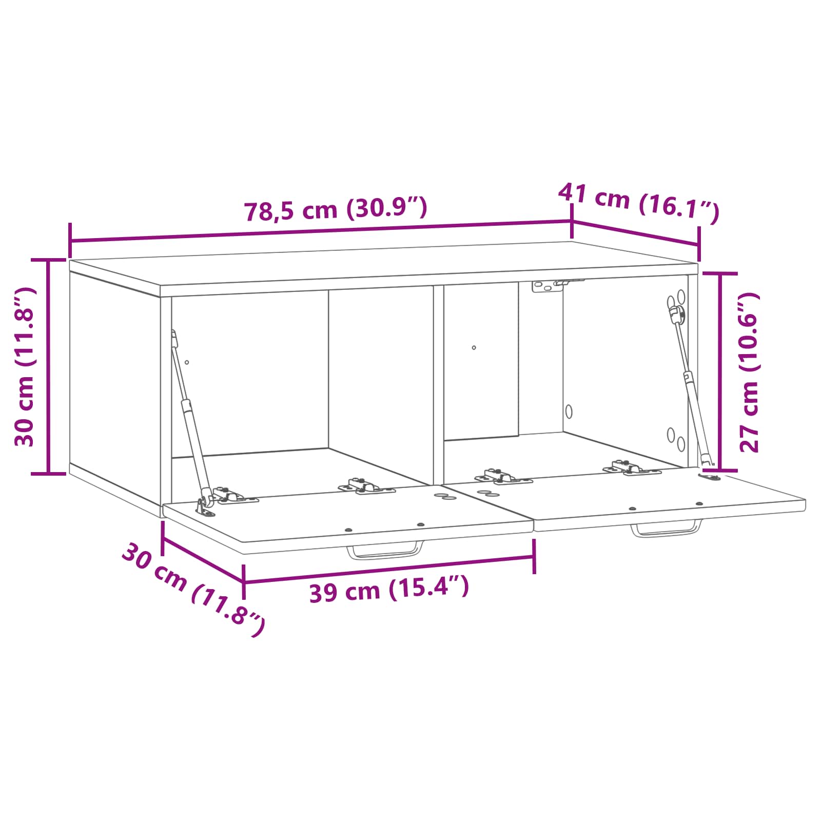 TV ormar za zid Bijela 78,5 x 41 x 30 cm Konstruirano drvo