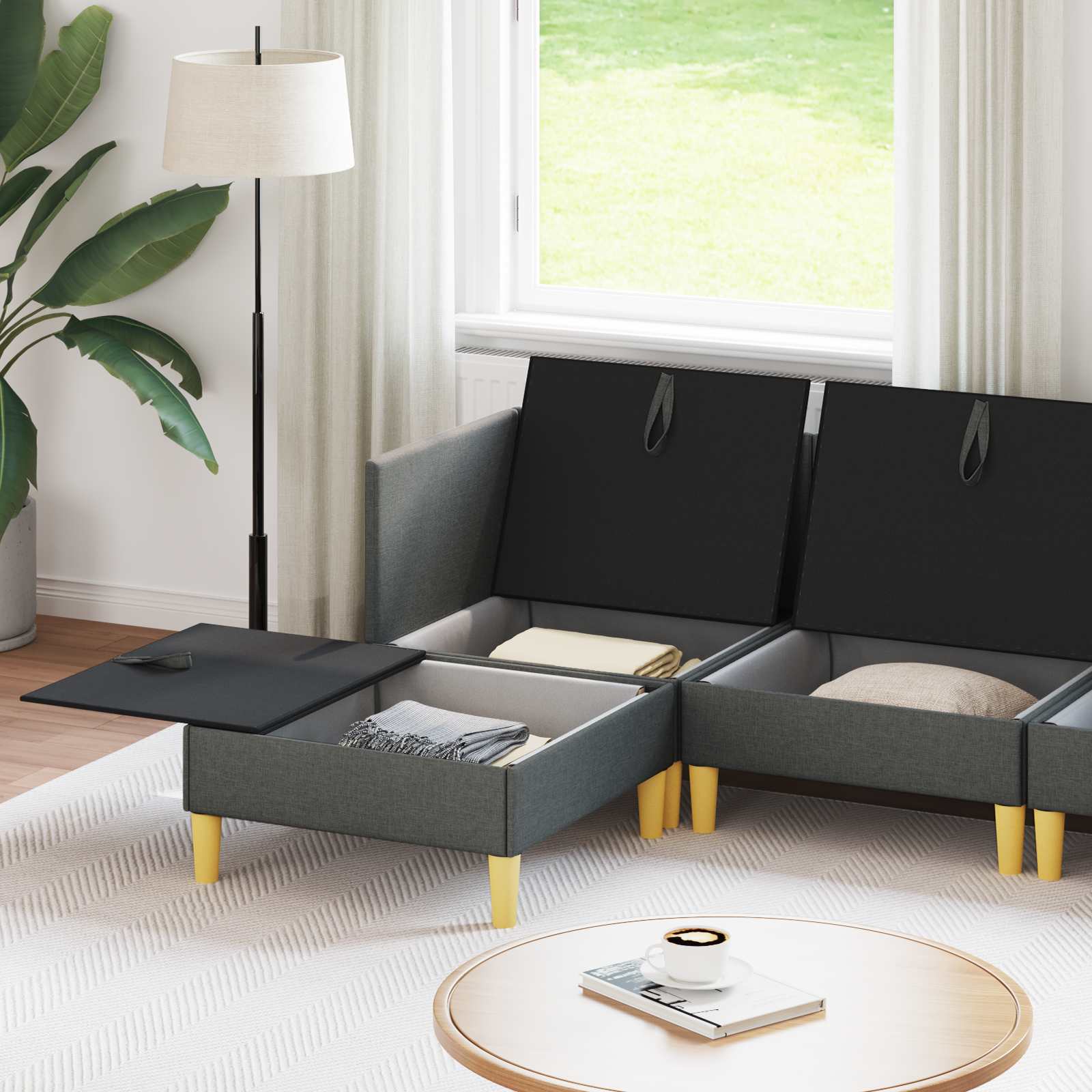 Modularni set sofe sa skladištem 5 pcs Tamnosiva Tkanina