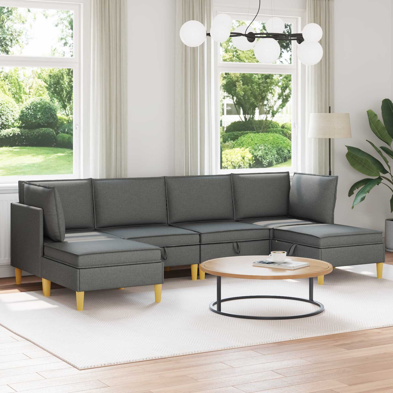 Modularni set sofe sa skladištem 6 pcs Tamnosiva Tkanina