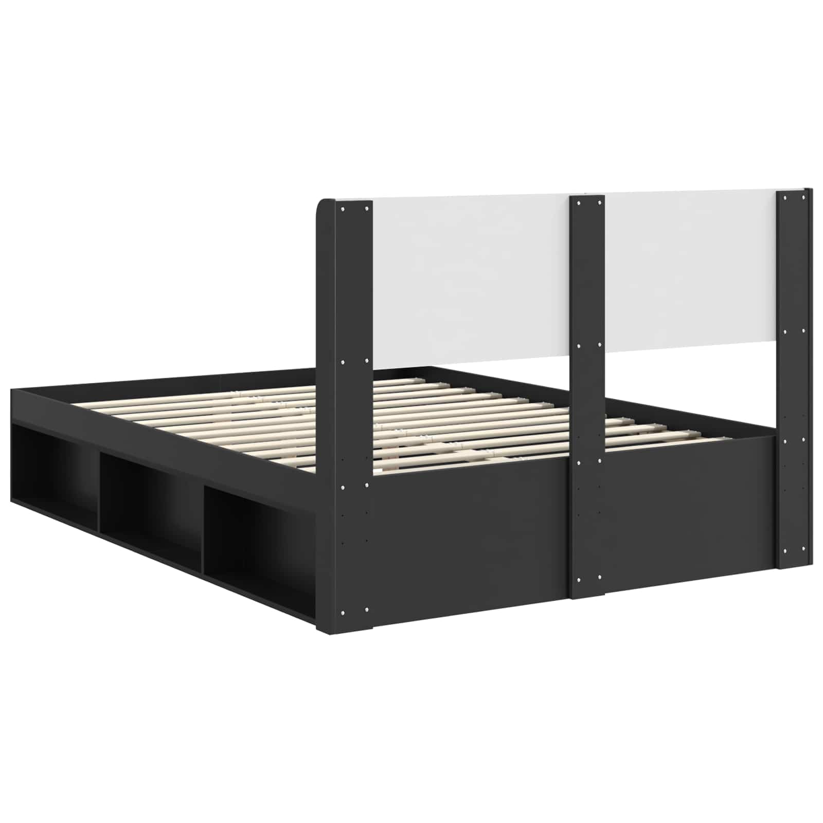 Krevetna konstrukcija s pohranom i uzglavljem Crna 150 x 200 cm