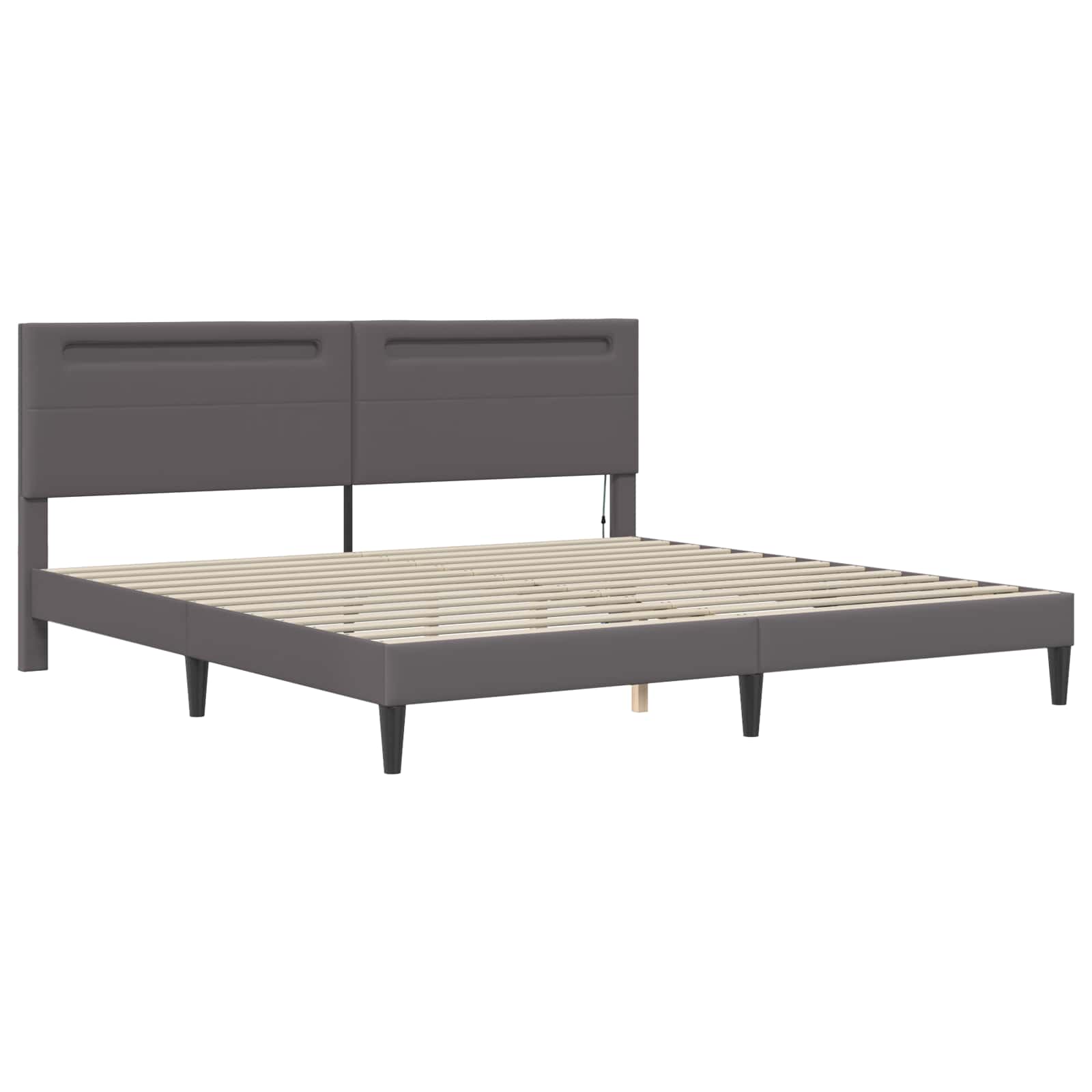 Krevetna konstrukcija Siva 200 x 200 cm Umjetna koža