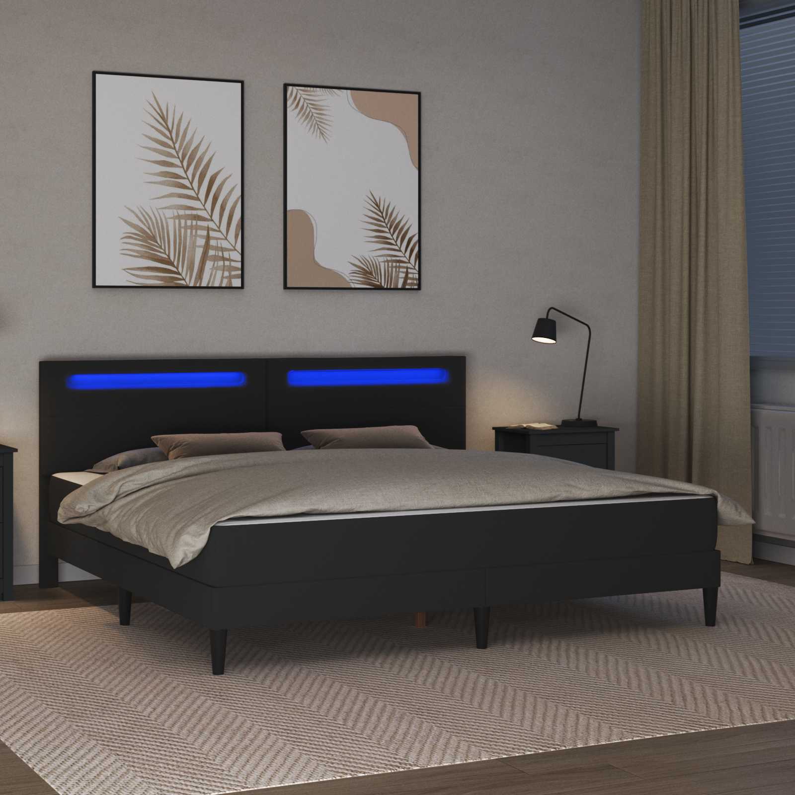 Krevetna konstrukcija Crna 200 x 200 cm Umjetna koža