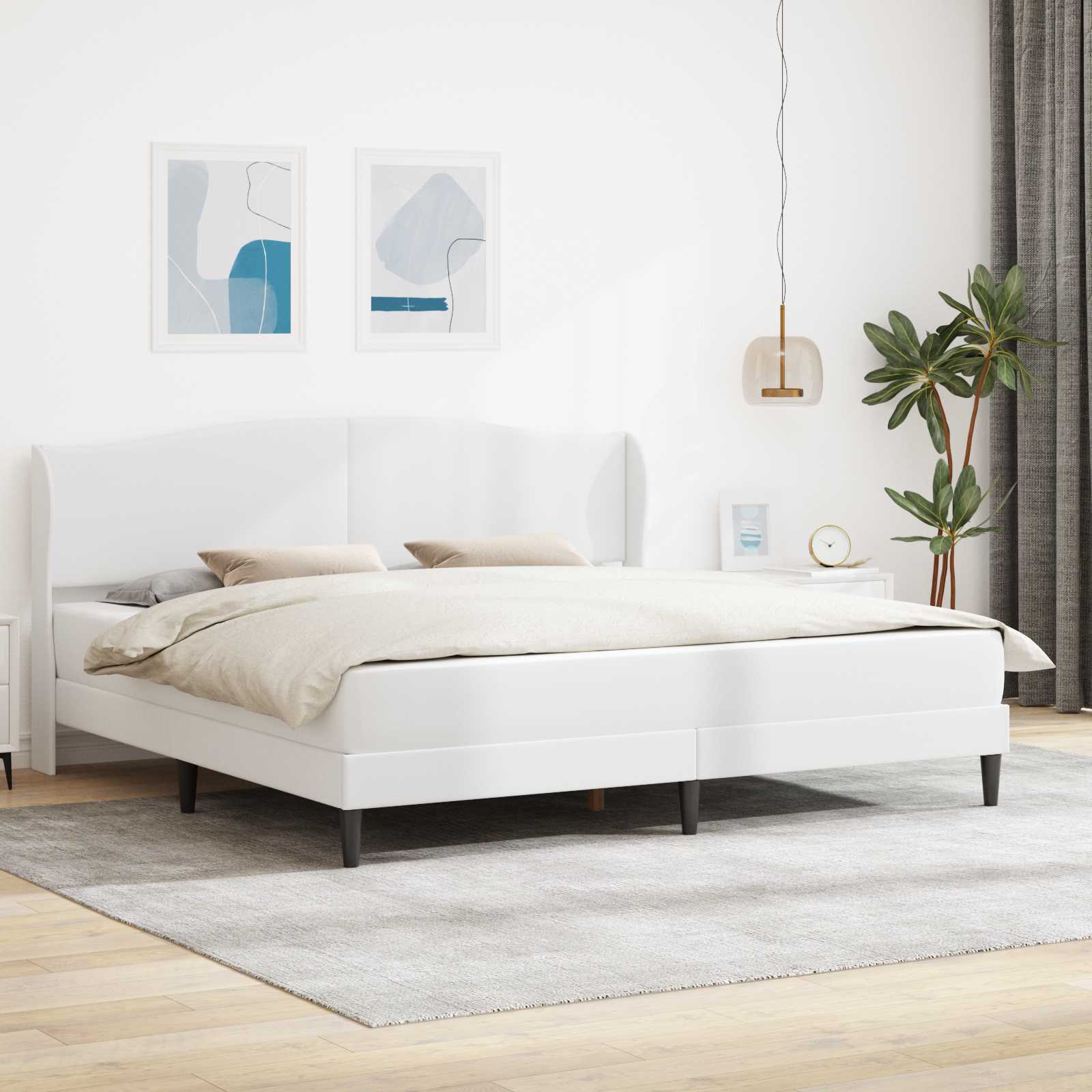 Krevetna konstrukcija Bijela 200 x 200 cm Umjetna koža