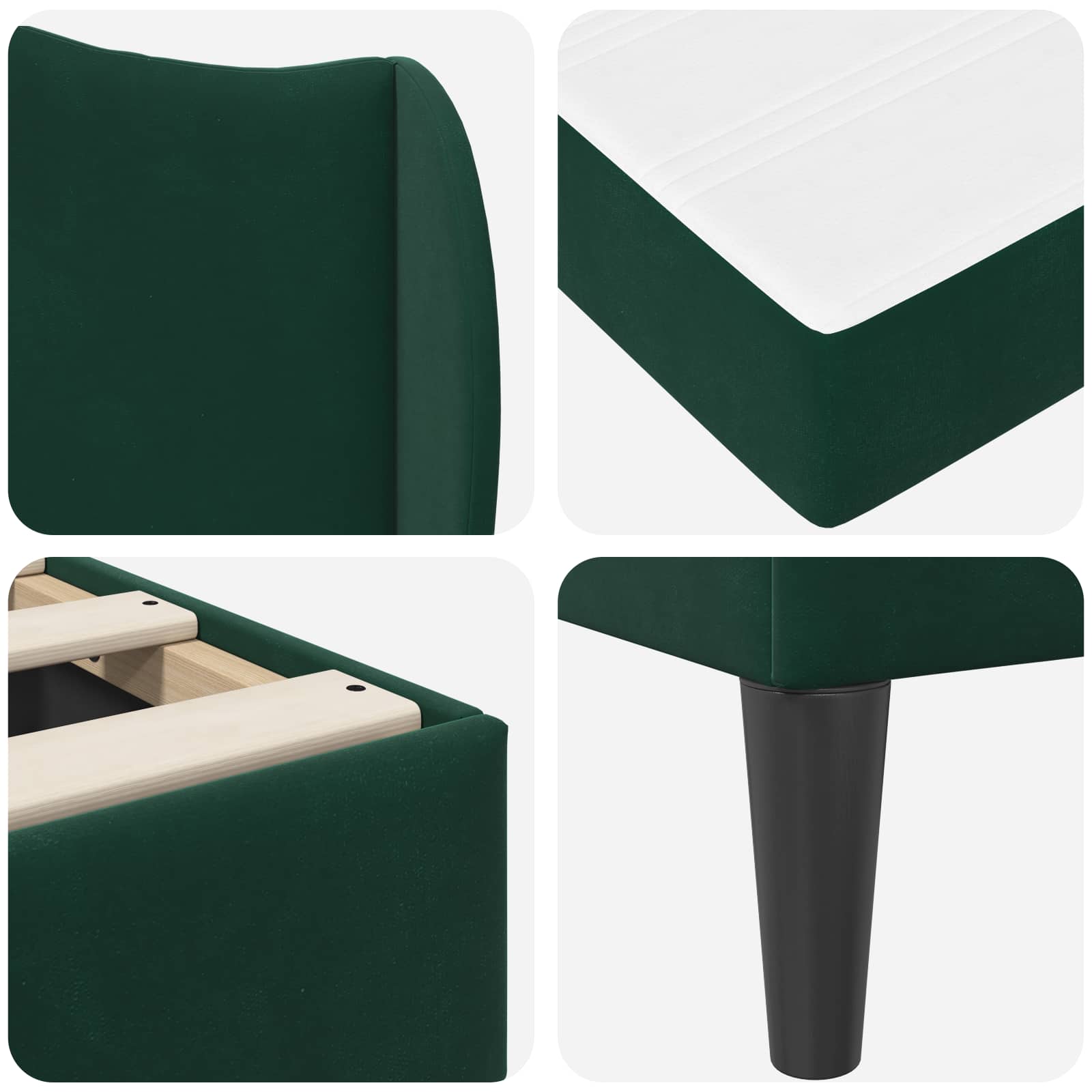 Krevetna konstrukcija 2 pcs Tamnozelena 90 x 190 cm Baršun
