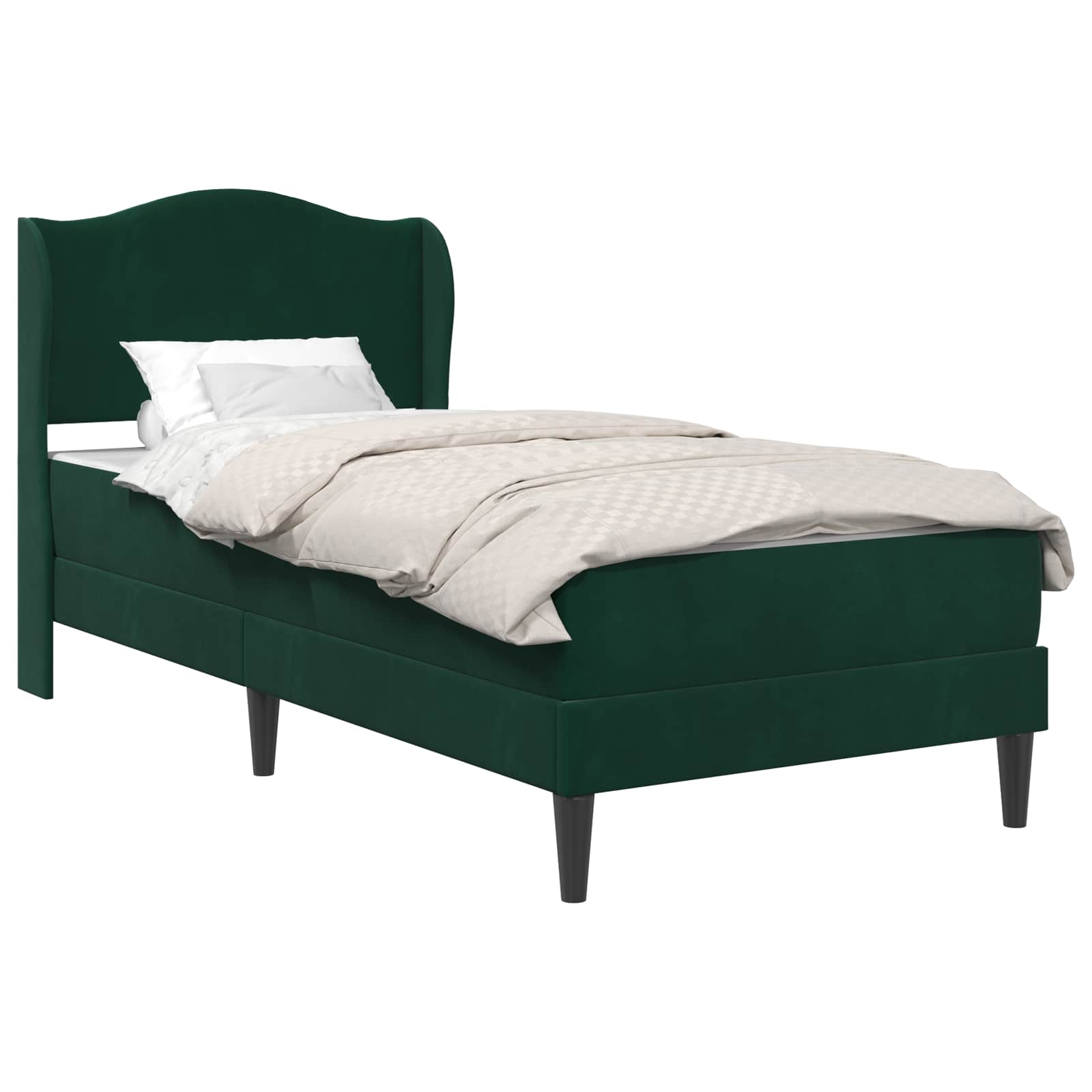 Krevetna konstrukcija 2 pcs Tamnozelena 90 x 190 cm Baršun