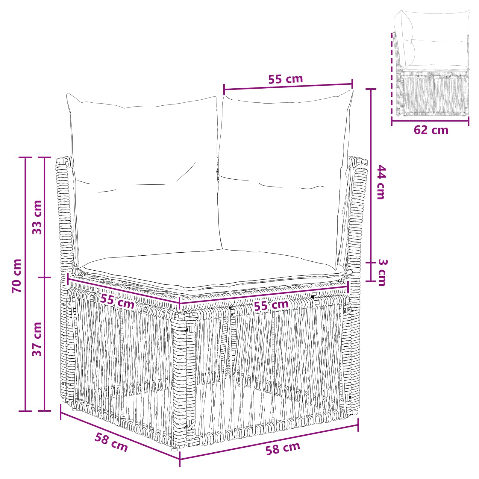 Kutna sofa Siva poliratan
