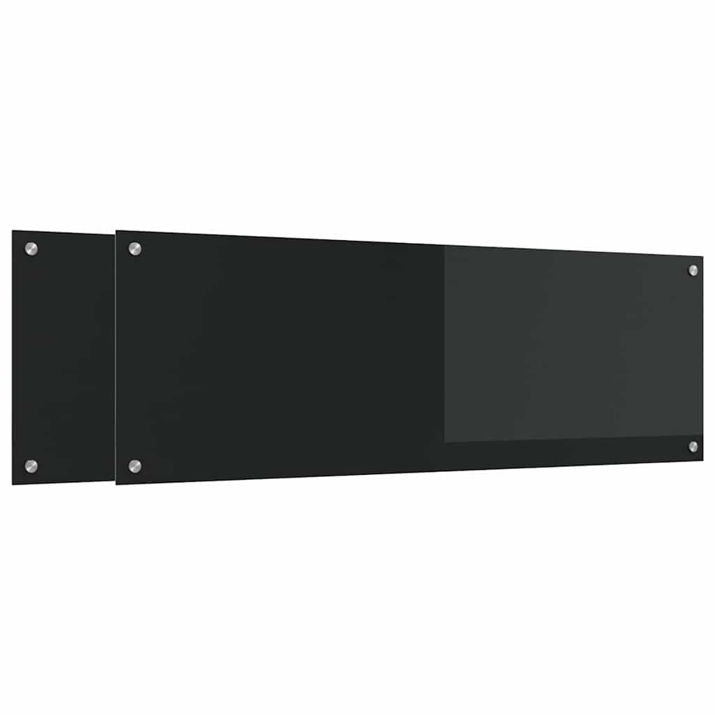 Kuhinjski zid 2 pcs Crna 120 x 40 cm Staklo otporno na udarce