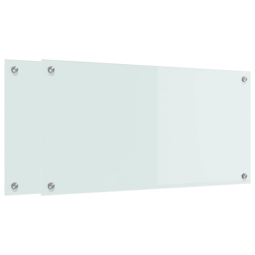 Kuhinjski zid 2 pcs Bijelo 80 x 40 cm Staklo otporno na udarce