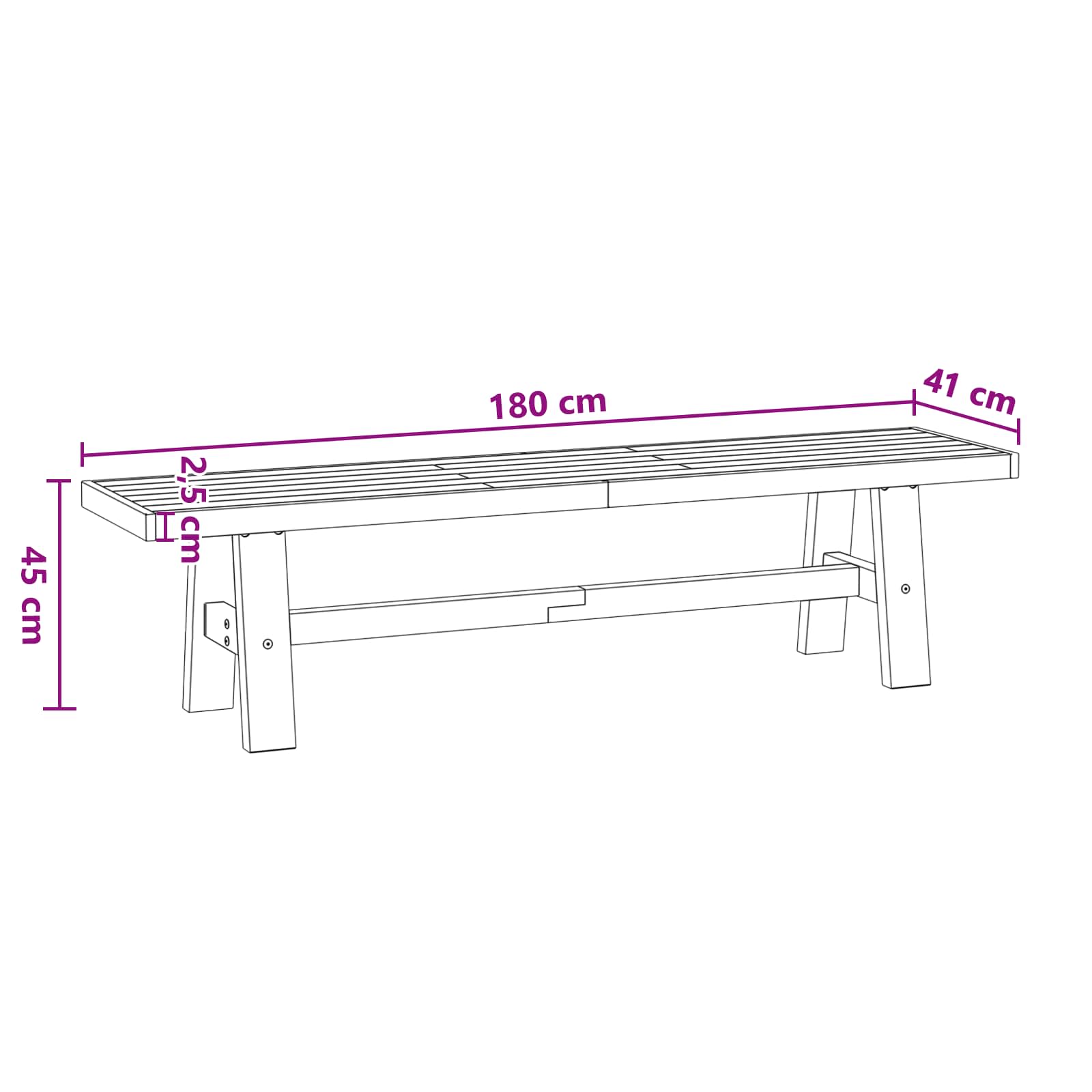 Klupa za blagovanje NOAIN 180 x 41 x 45 cm Masivna borovina