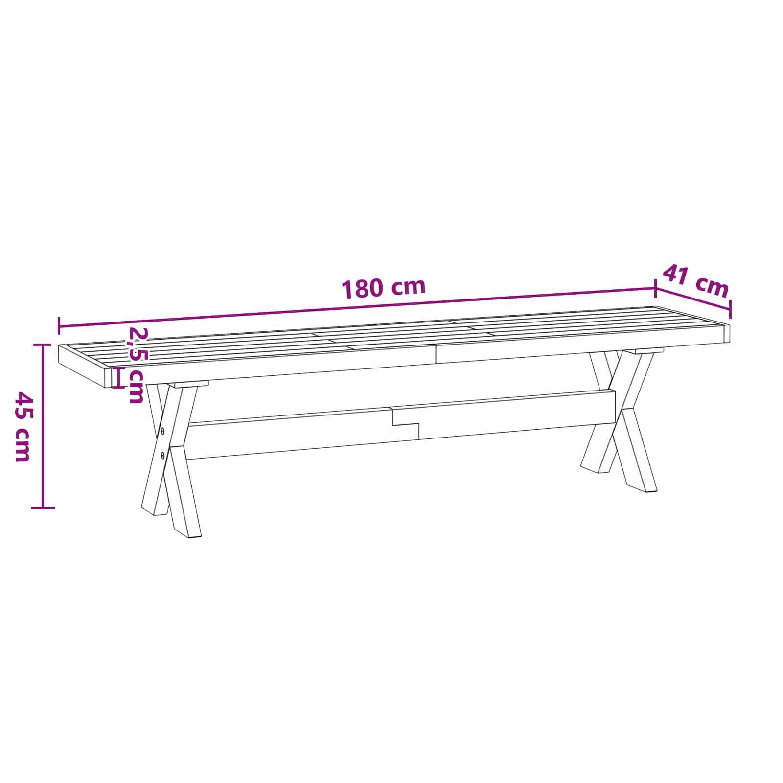 Klupa za blagovanje NOAIN 180 x 41 x 45 cm Masivna borovina