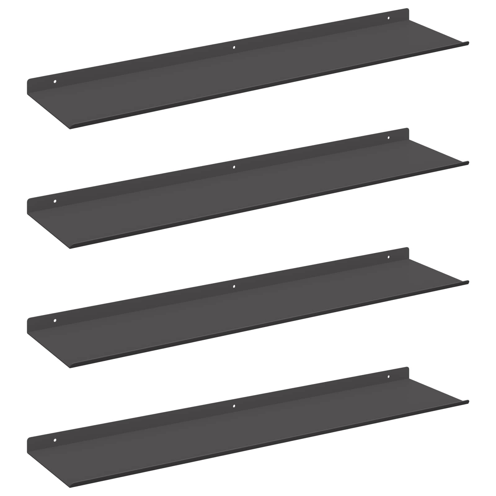 Lebdeća polica Zidne 4 pcs Crna 80 x 18 x 2,5 cm Čelik