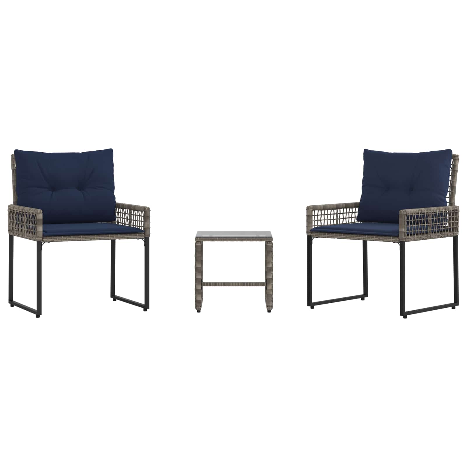 Set vanjskog namještaja s jastukom 3 pcs Siva i mornarsko plava
