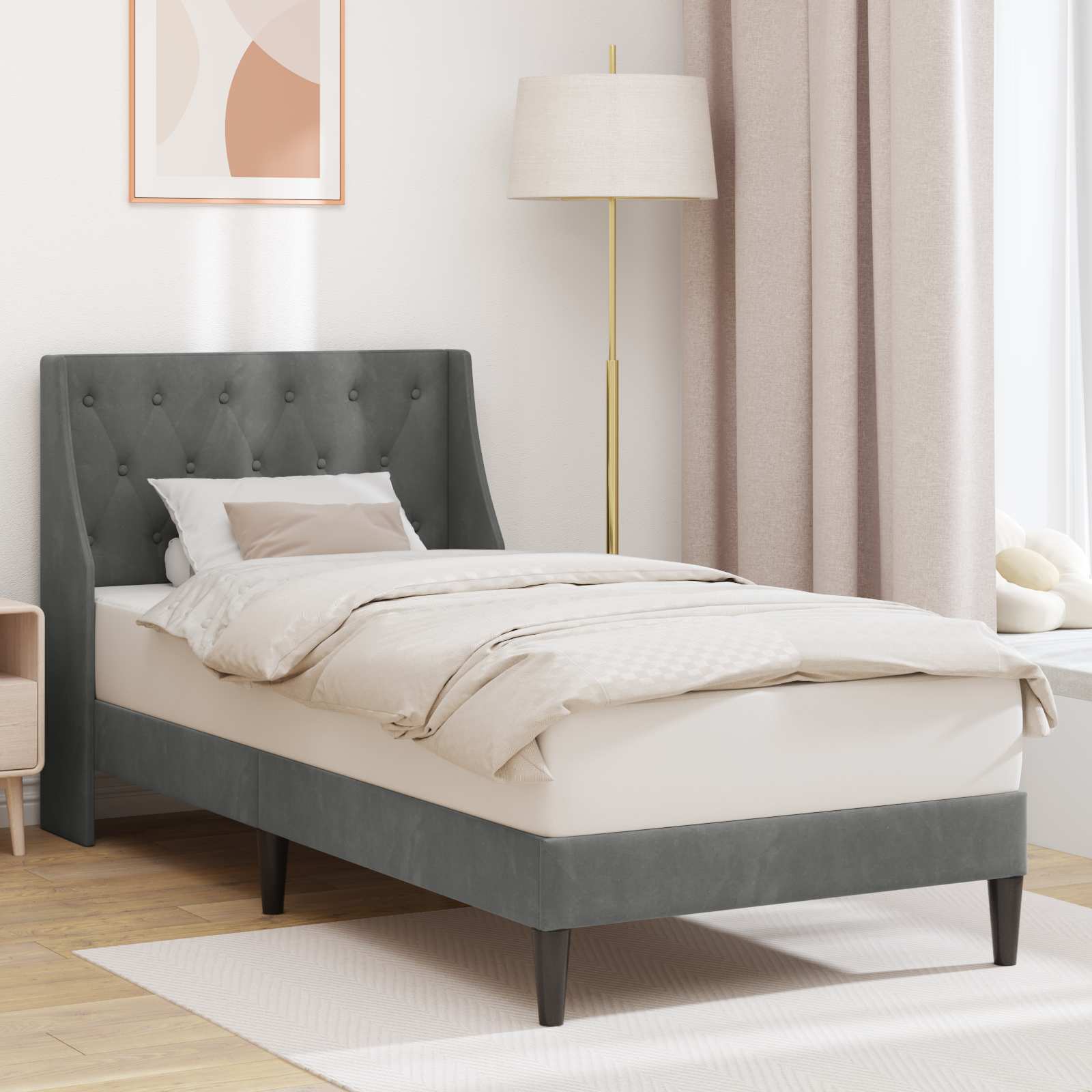 Krevetna konstrukcija Tamnosiva 100 x 203 cm Baršun