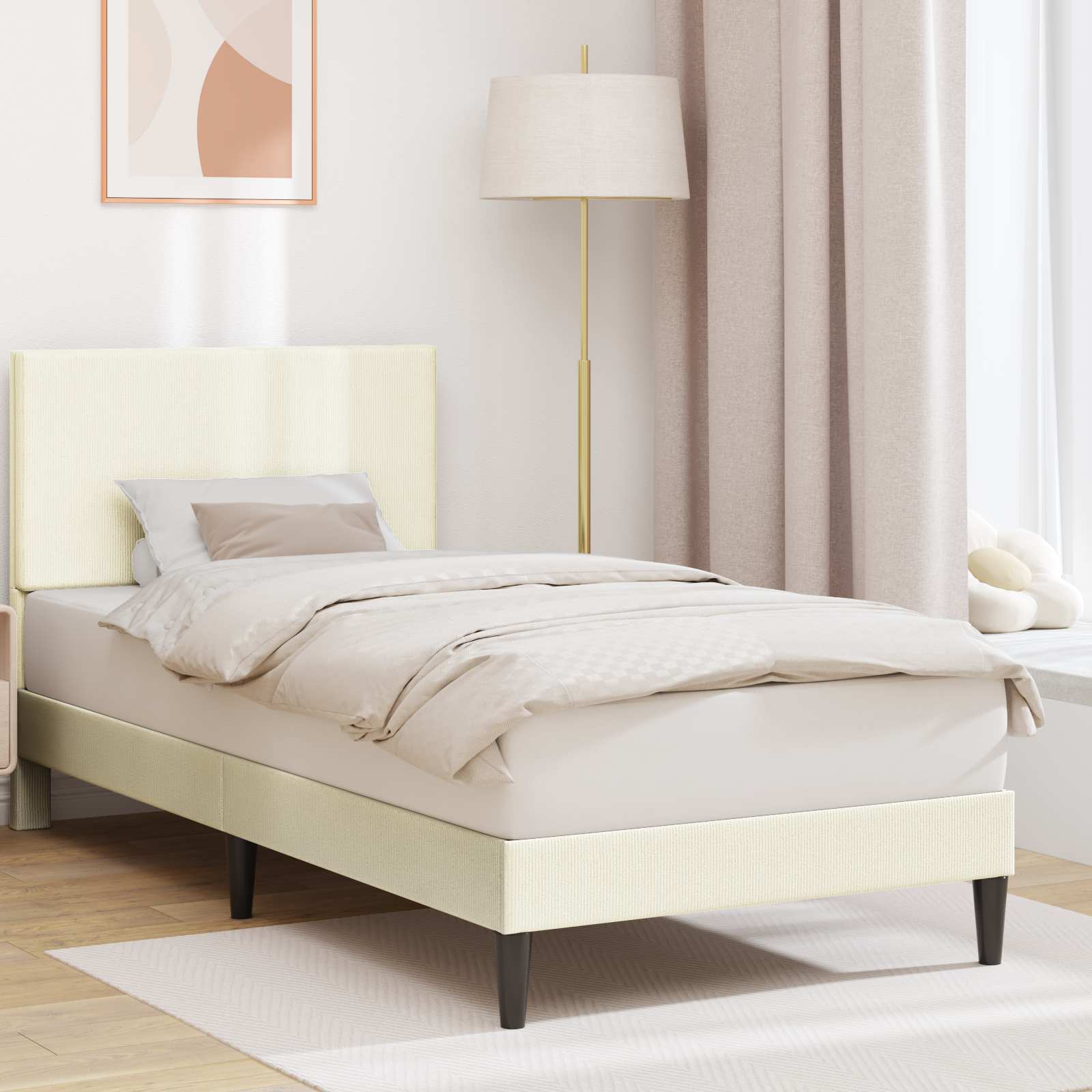 Krevetna konstrukcija Krem 100 x 200 cm Kordura tekstil