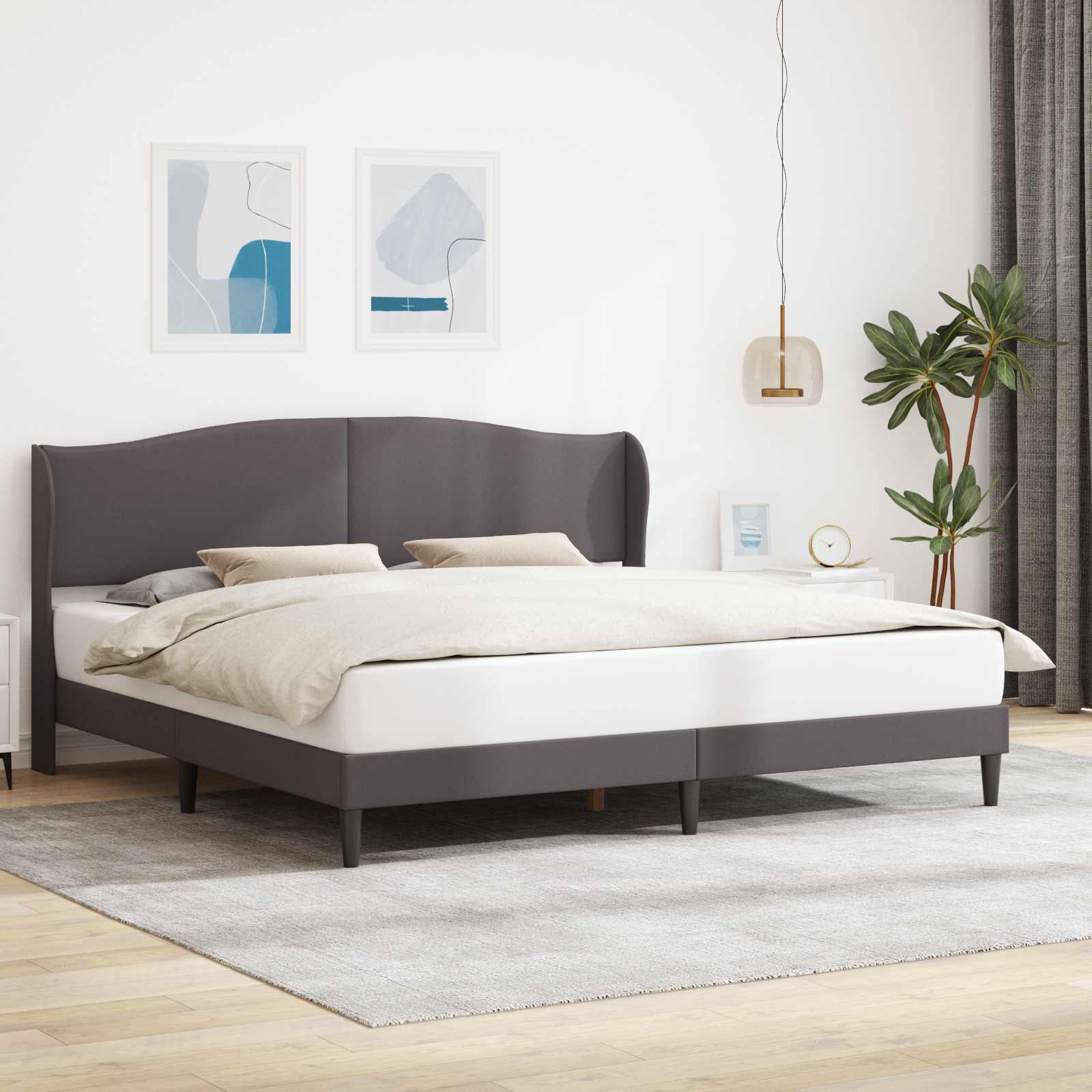 Krevetna konstrukcija Siva 200 x 200 cm Umjetna koža