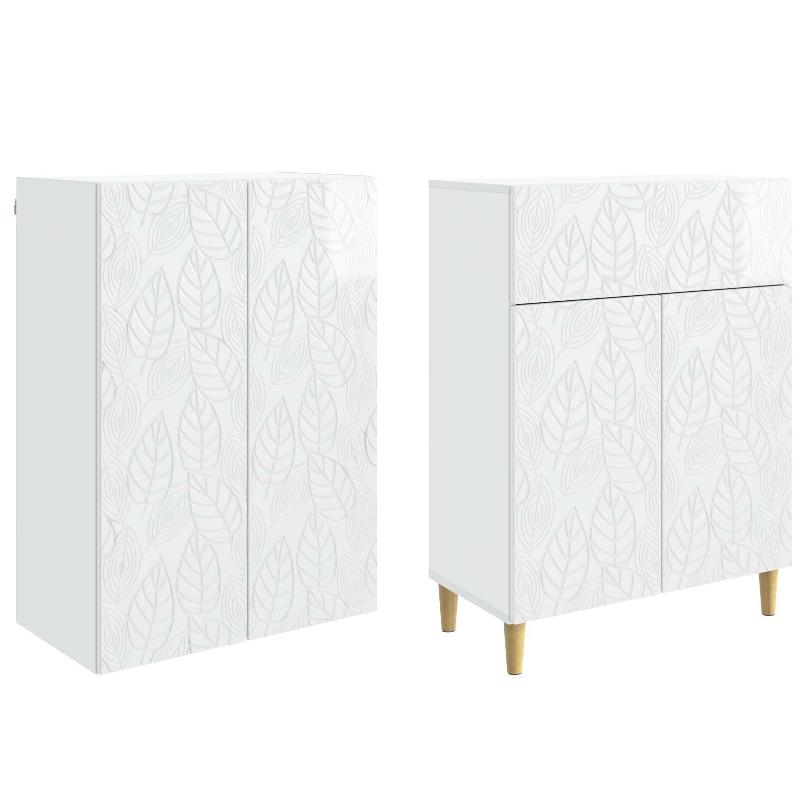 Set ormara 2 pcs Bijela visokog sjaja Konstruirano drvo