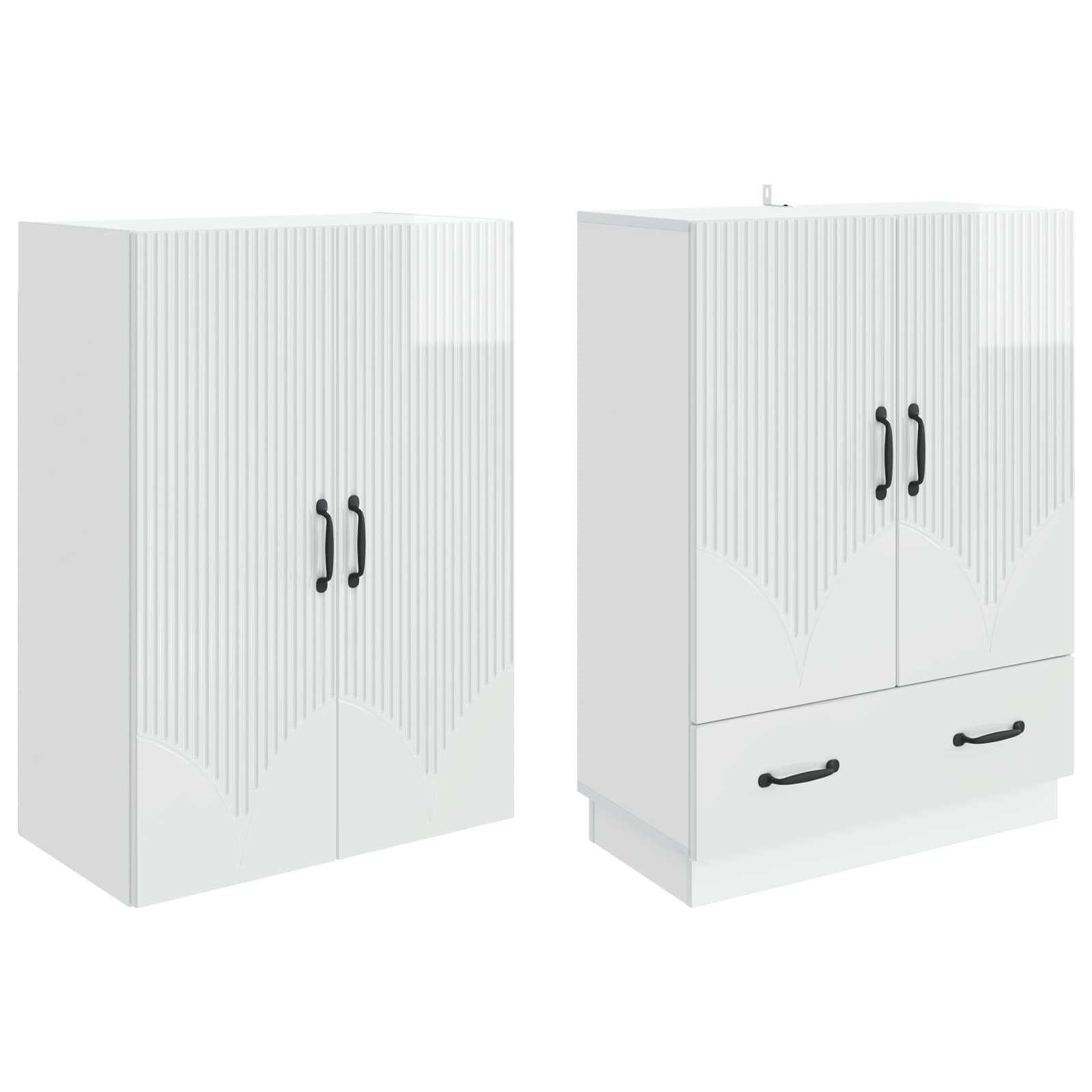 Set ormara 2 pcs Bijela visokog sjaja Konstruirano drvo