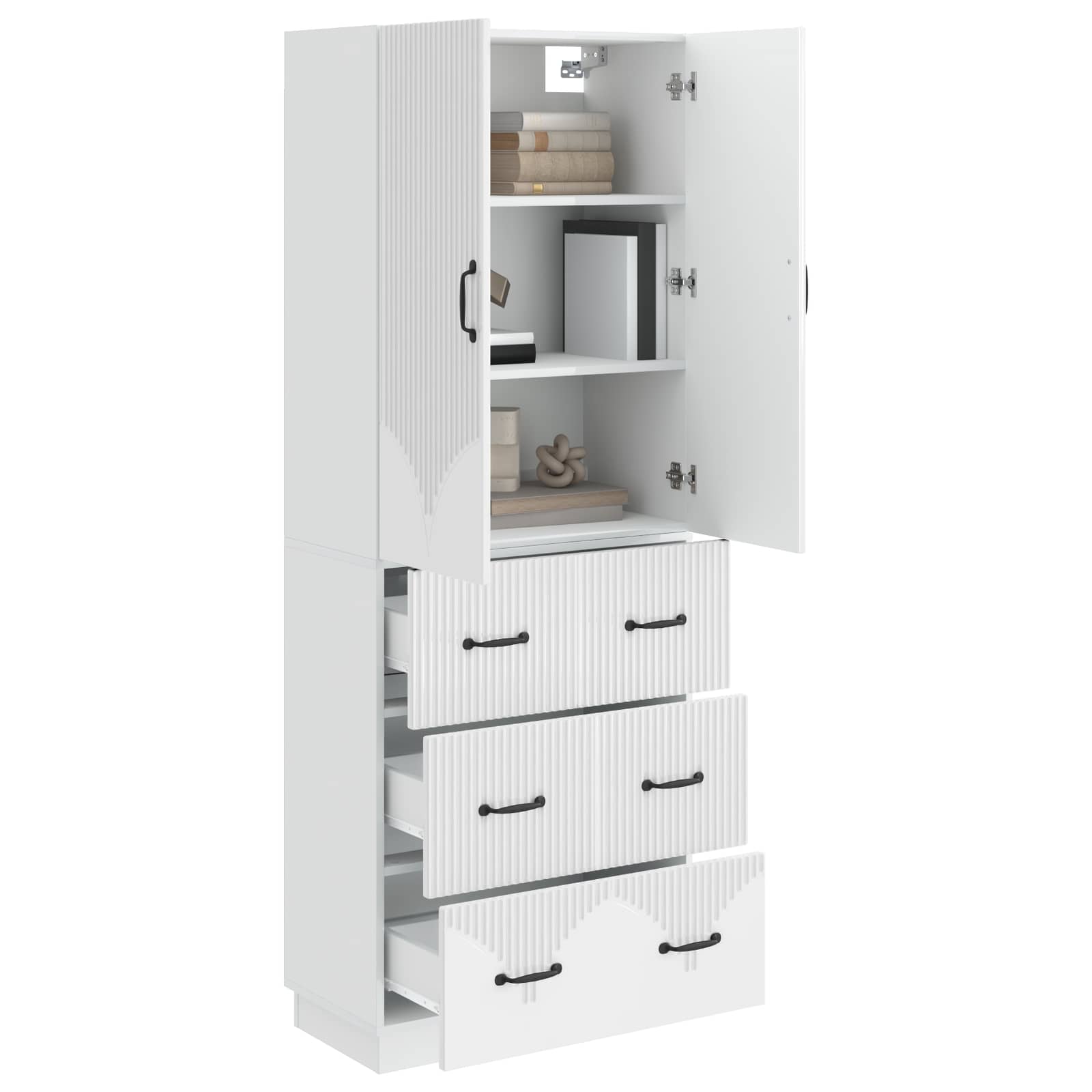 Set ormara 2 pcs Bijela visokog sjaja 66 x 34,5 x 87 cm
